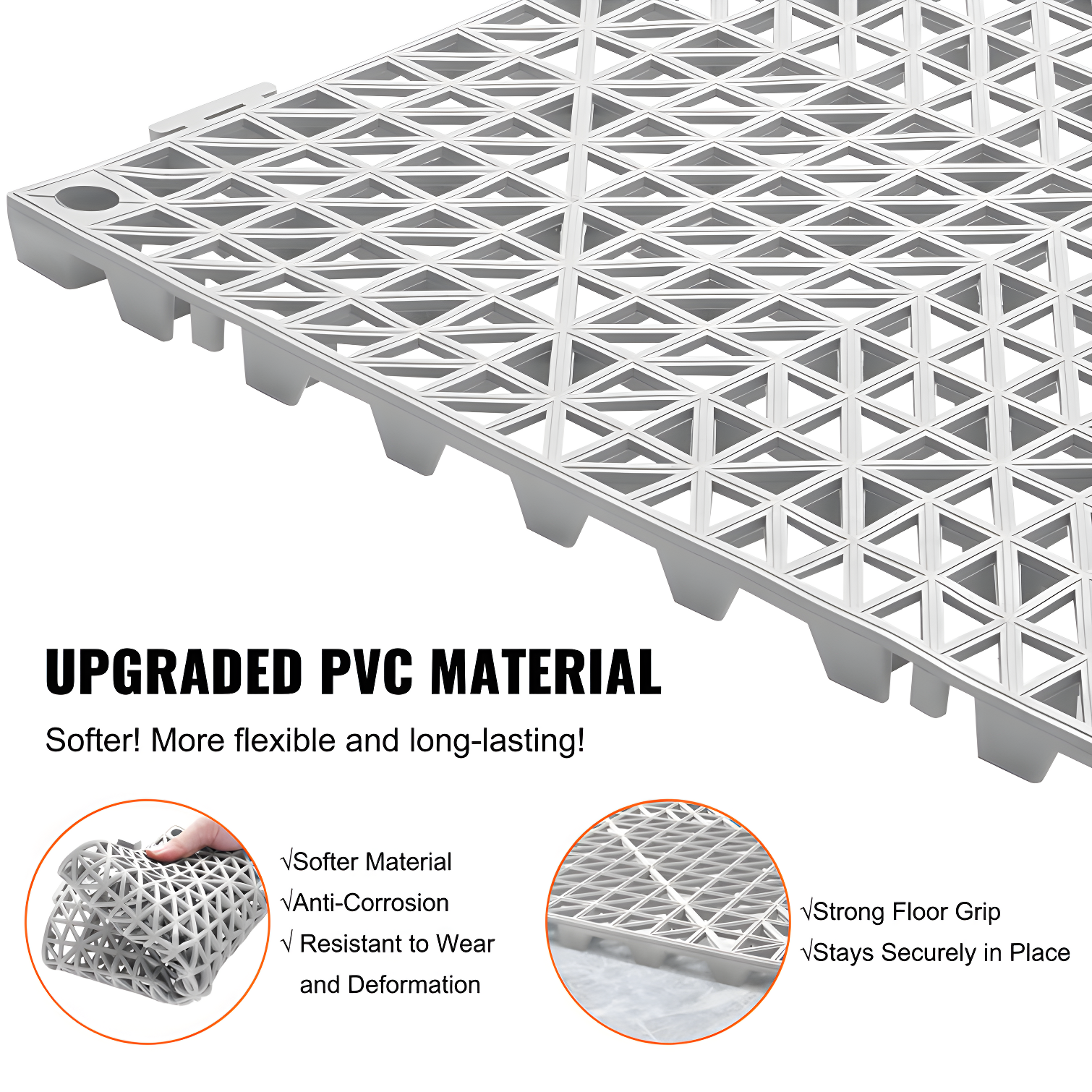 VEVOR 12'' W x 12'' L Garage Flooring Drain Tiles (Set of 12)