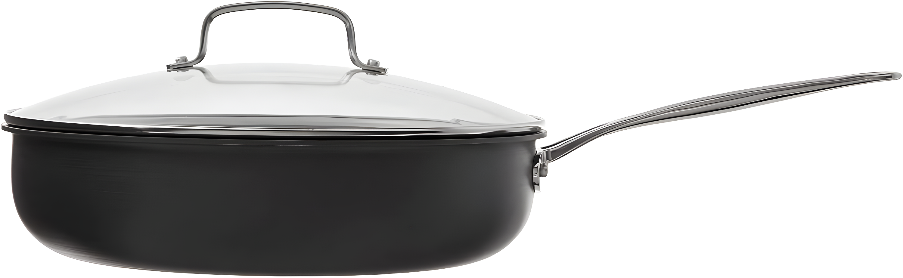 12-Inch Black Aluminum Non-Stick Frying Pan with Lid