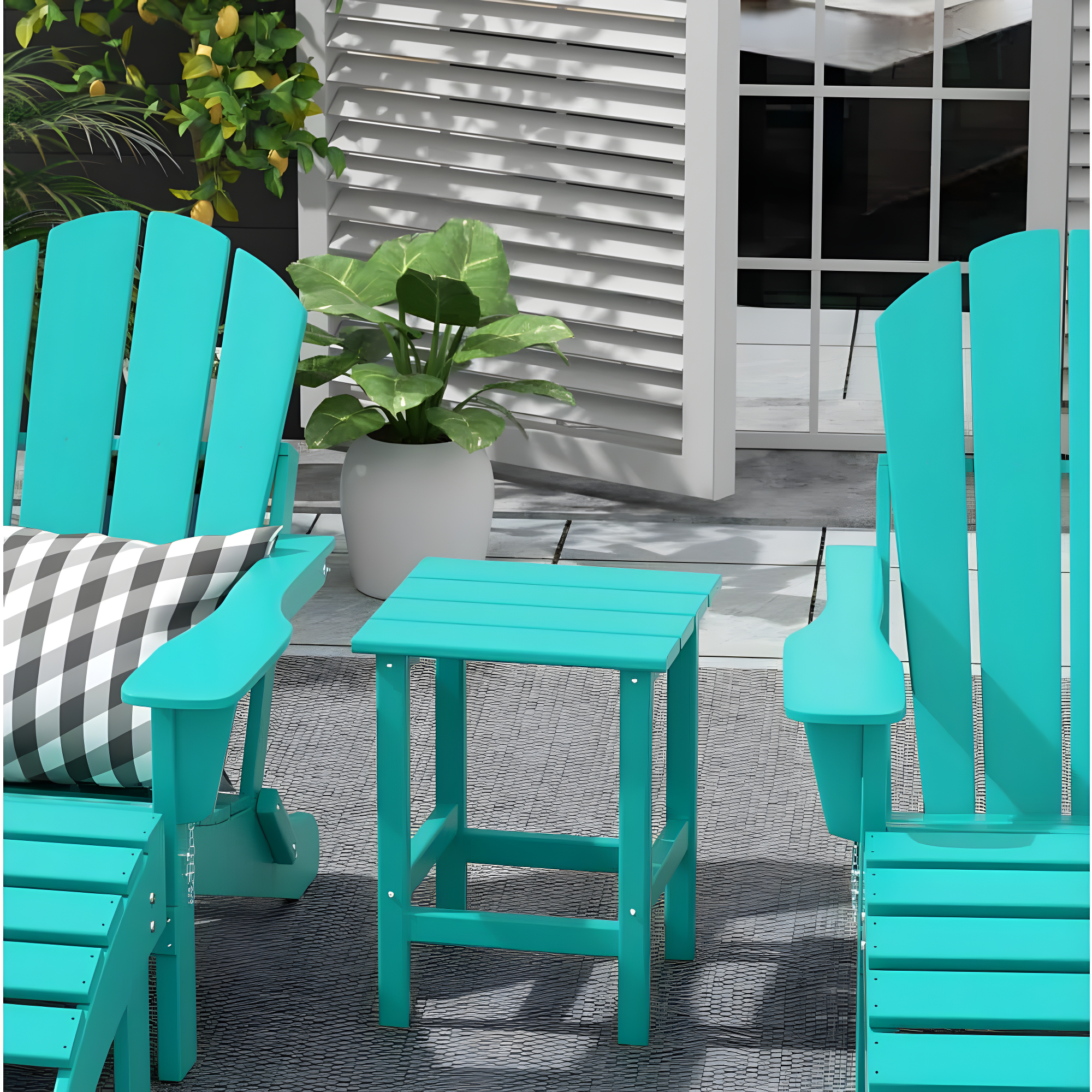 Polytrends  Laguna Hdpe All Weather Outdoor Patio Square Side Table Turquoise
