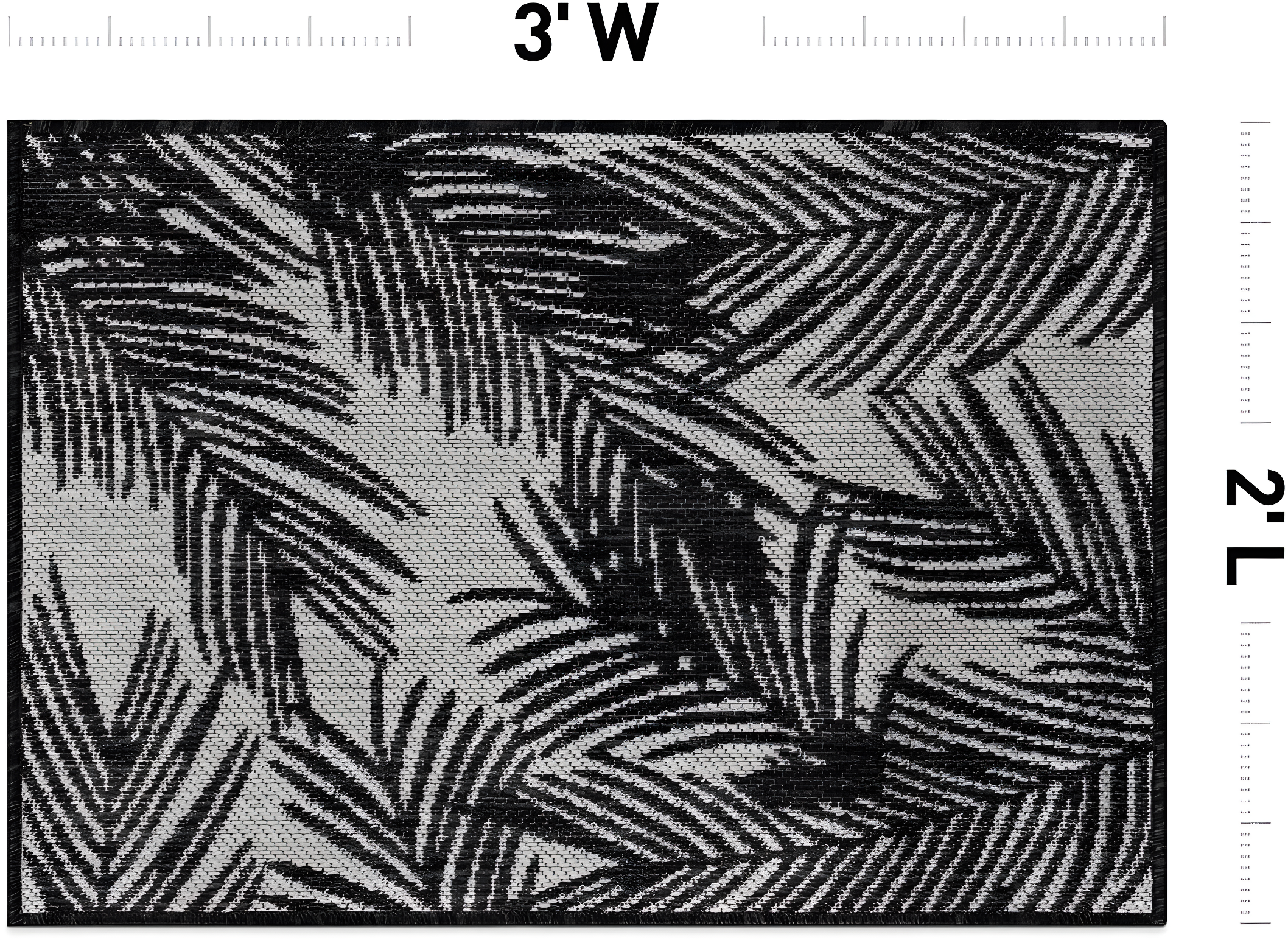 World Rug Gallery Contemporary Distressed Leaves Textured Flat Weave Indoor/Outdoor Area Rug - BLACK 2'x3'