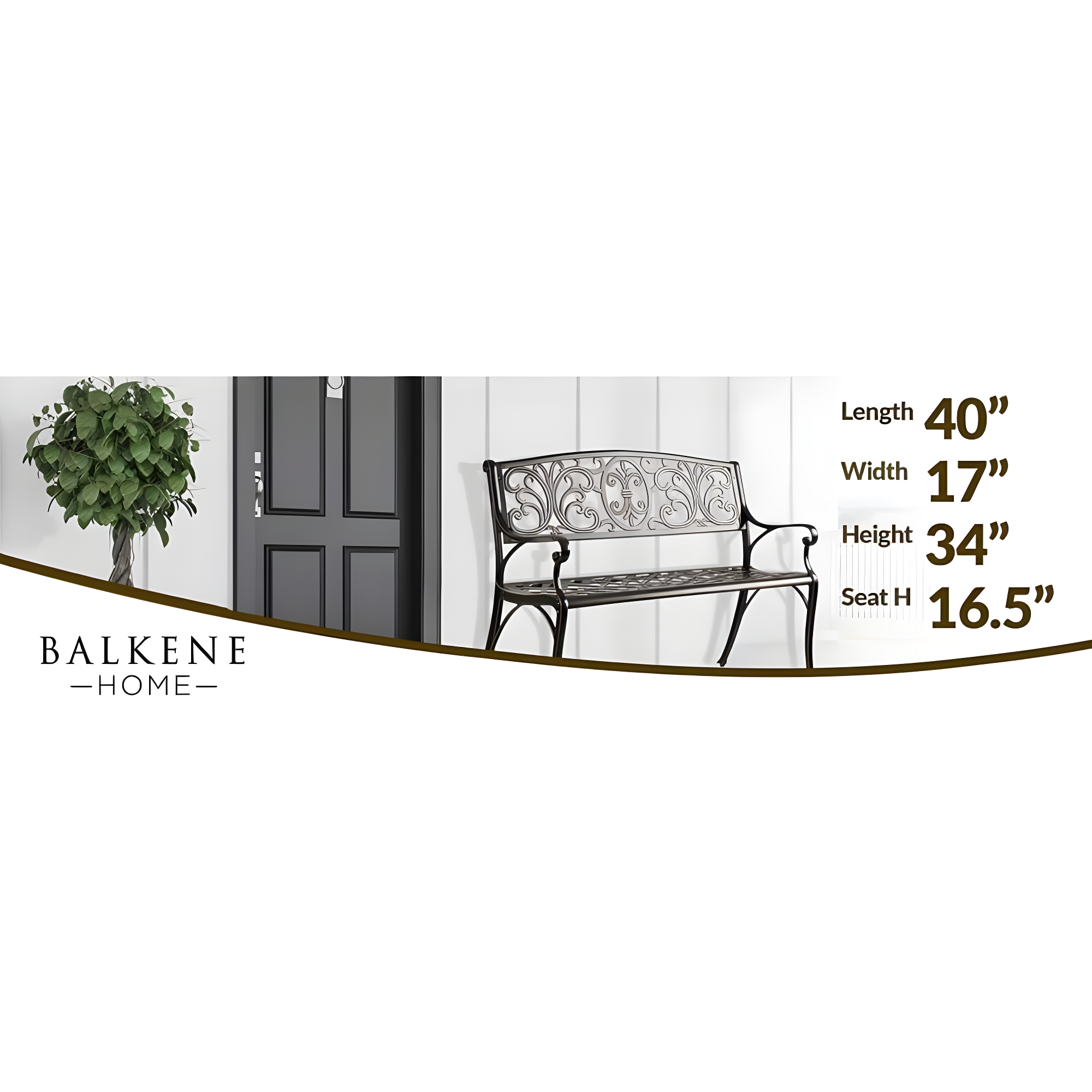 Balkene Home Decatur Outdoor Cast Aluminum Patio Bench Heavy Duty Rust Free Aluminum Construction - Antique Bronze Finish