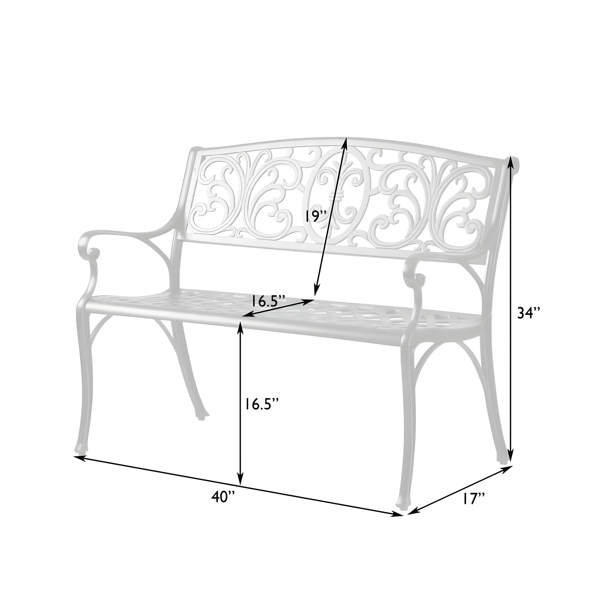 Balkene Home Decatur Outdoor Cast Aluminum Patio Bench Heavy Duty Rust Free Aluminum Construction - Antique Bronze Finish