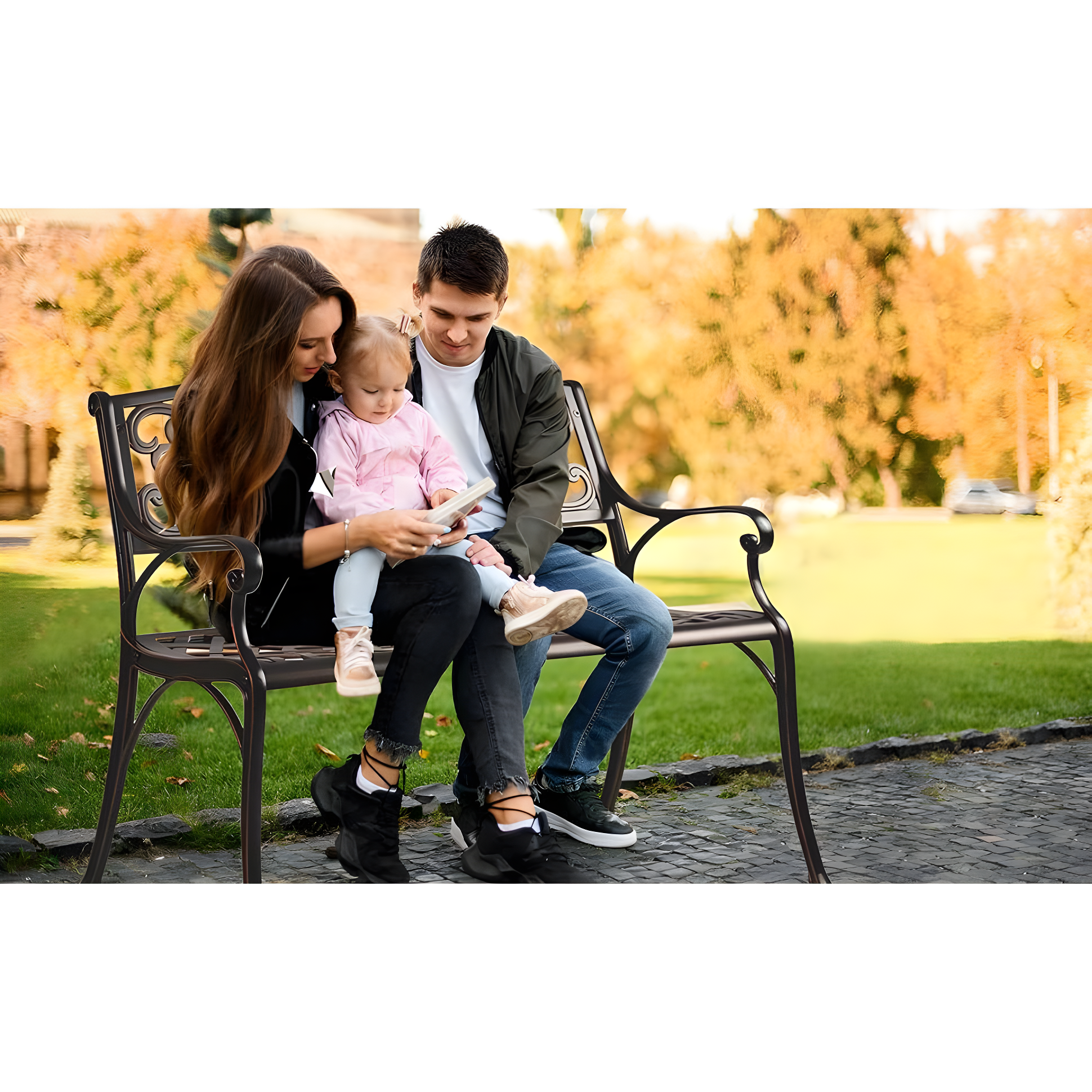 Balkene Home Decatur Outdoor Cast Aluminum Patio Bench Heavy Duty Rust Free Aluminum Construction - Antique Bronze Finish