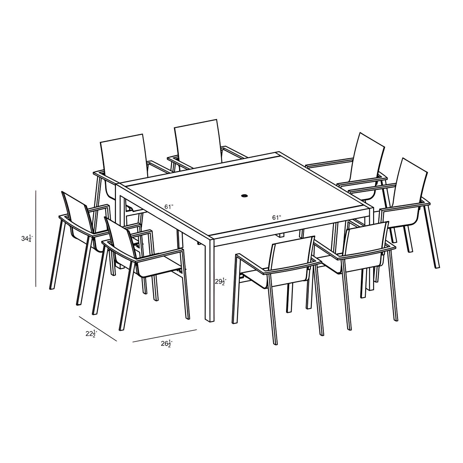 Placido Square 8 - Person Outdoor Dining Set