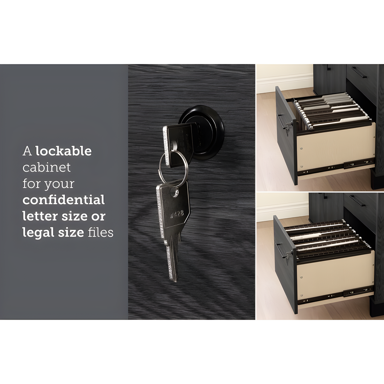 Peake 47.5'' Wide 2 - Drawer Filing Credenza with Cable Management