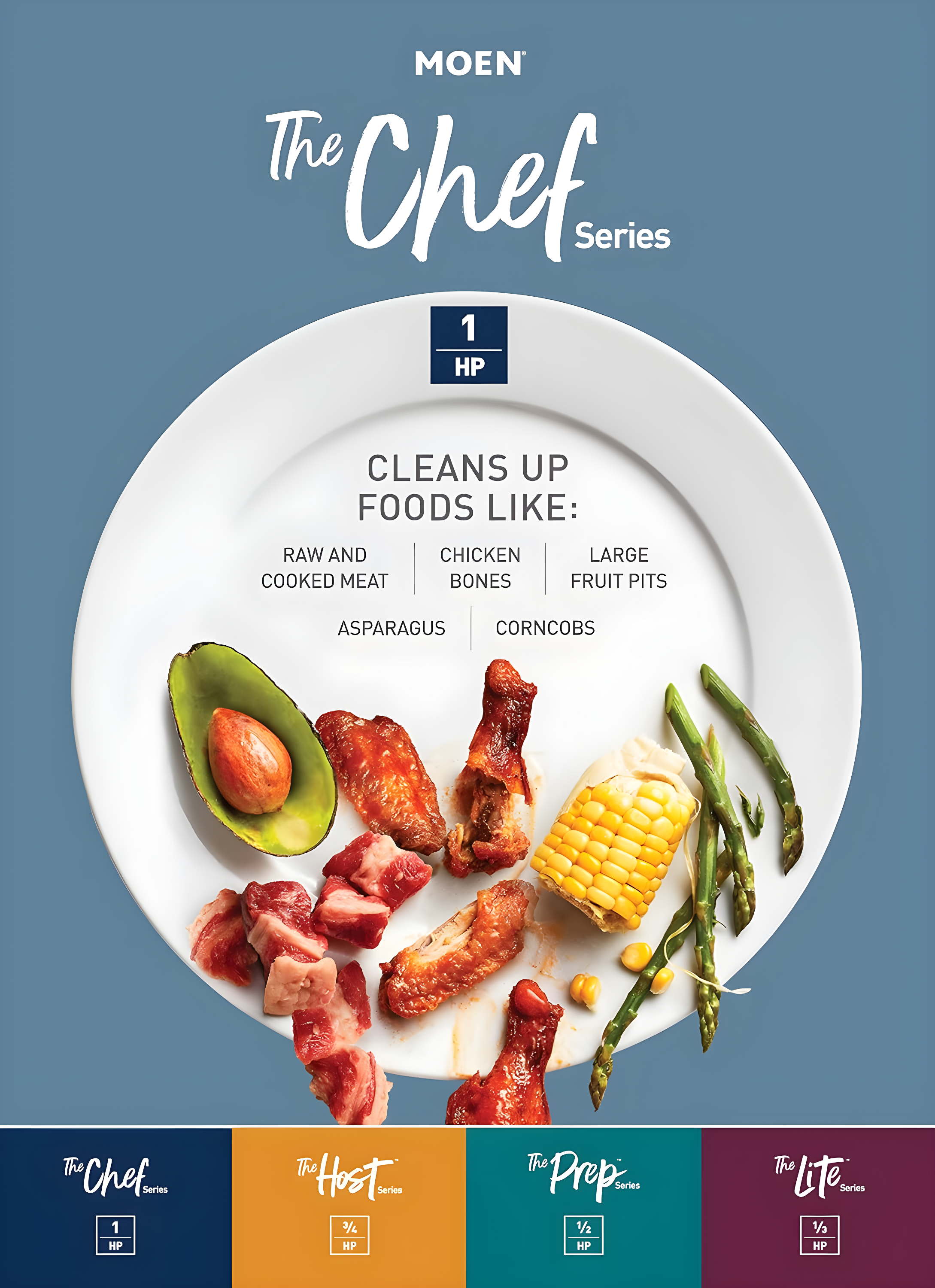 Chef Series EX100C 1HP Garbage Disposal with 360 Clean Rinse