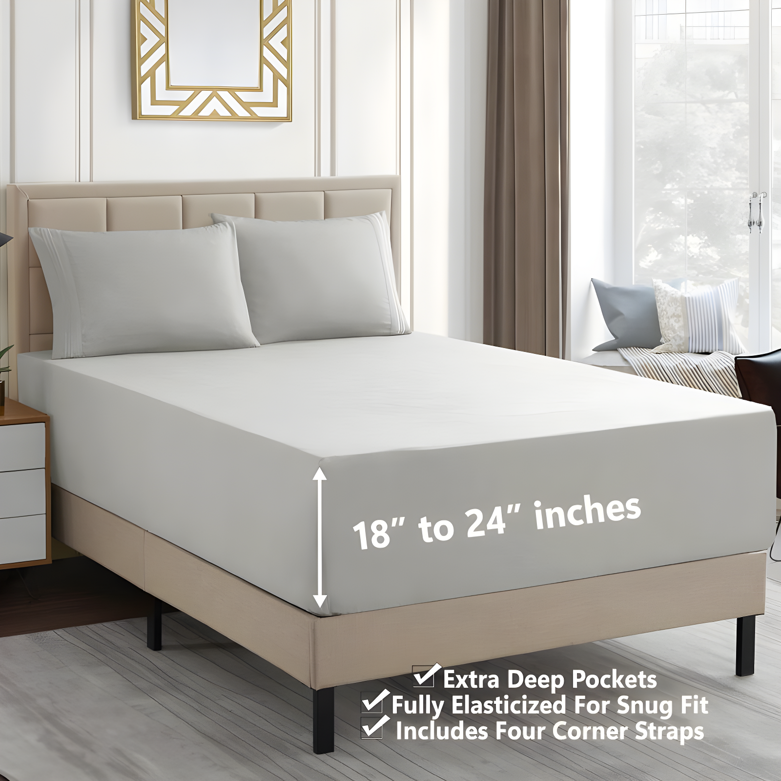 Sweet Home Collection 18-24" Extra Deep Pocket Ultra Soft Microfiber Solid Sheet Set