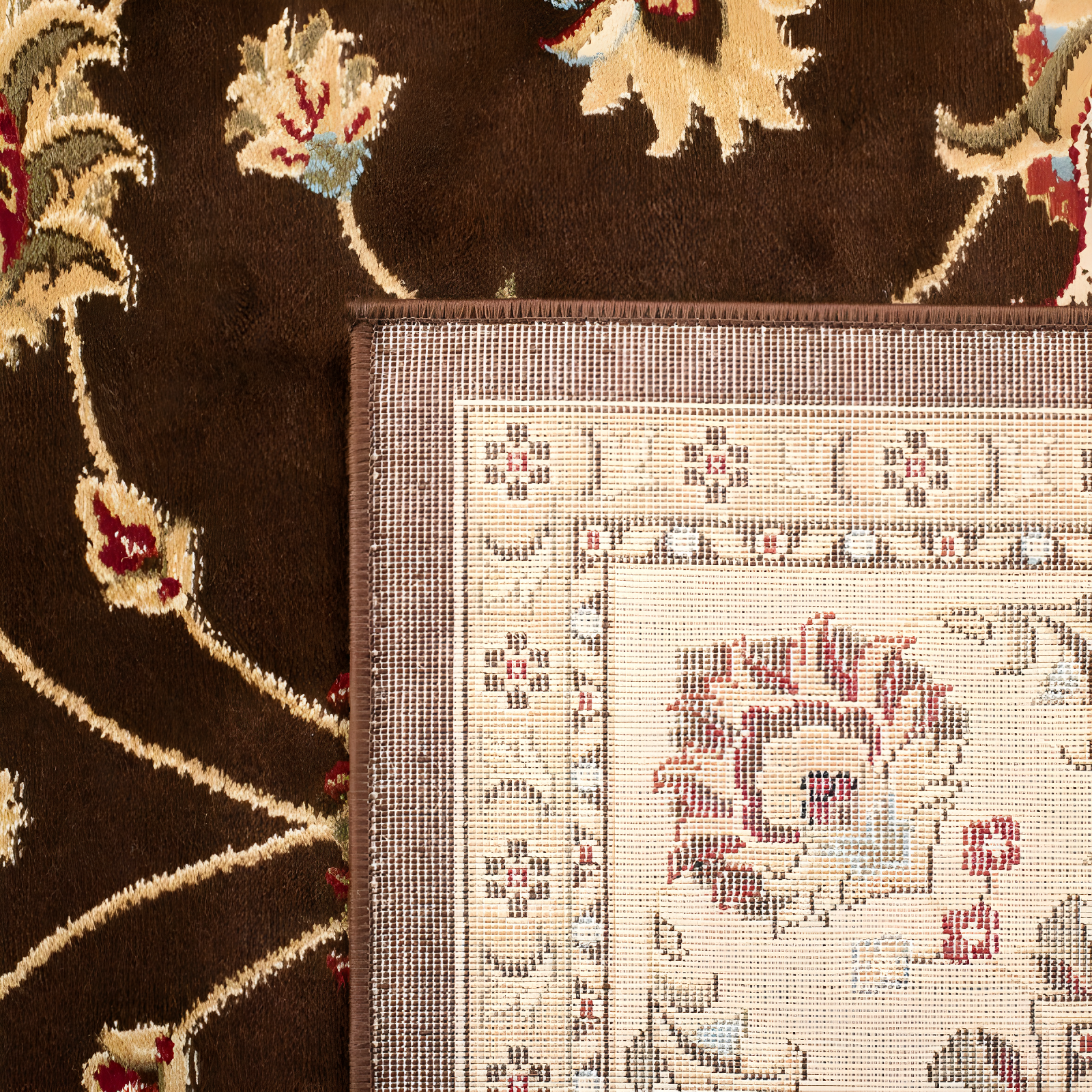Lyndhurst LNH553 Power Loomed Area Rug - Brown/Ivory - 8'9"x12' - Safavieh.
