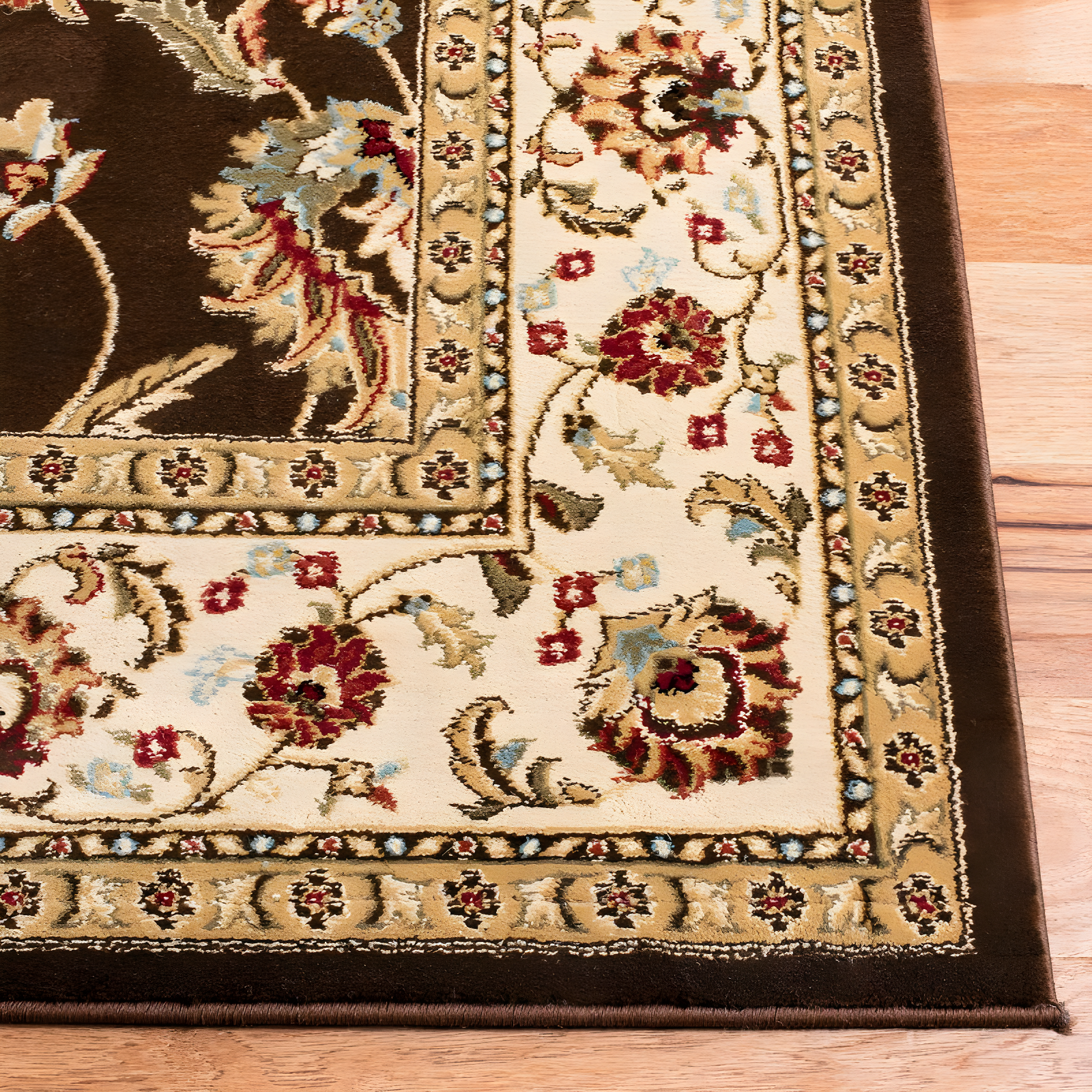Lyndhurst LNH553 Power Loomed Area Rug - Brown/Ivory - 8'9"x12' - Safavieh.