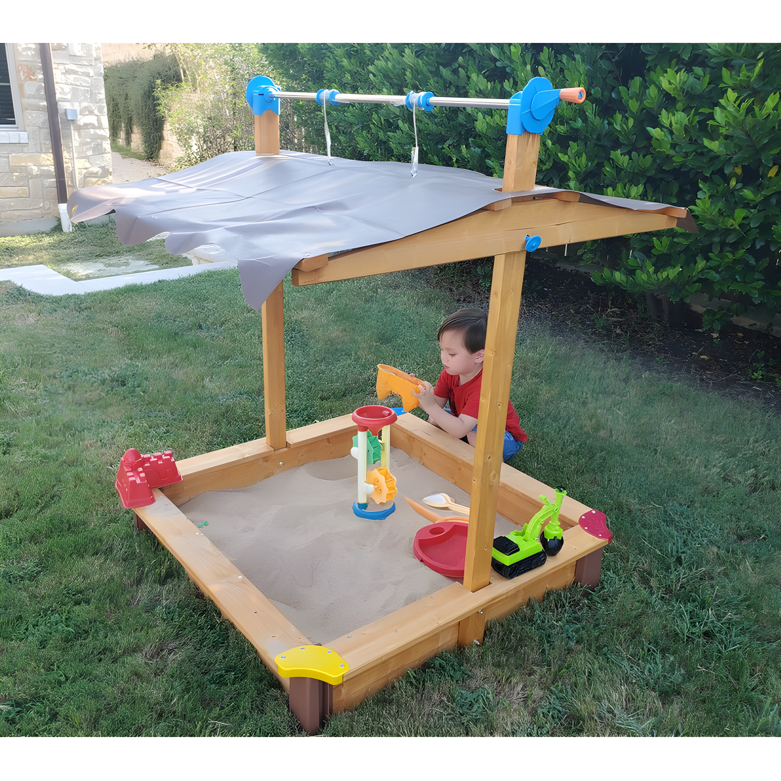 Exaco Exaco 40'' x 51'' Solid Wood Sandbox with Cover