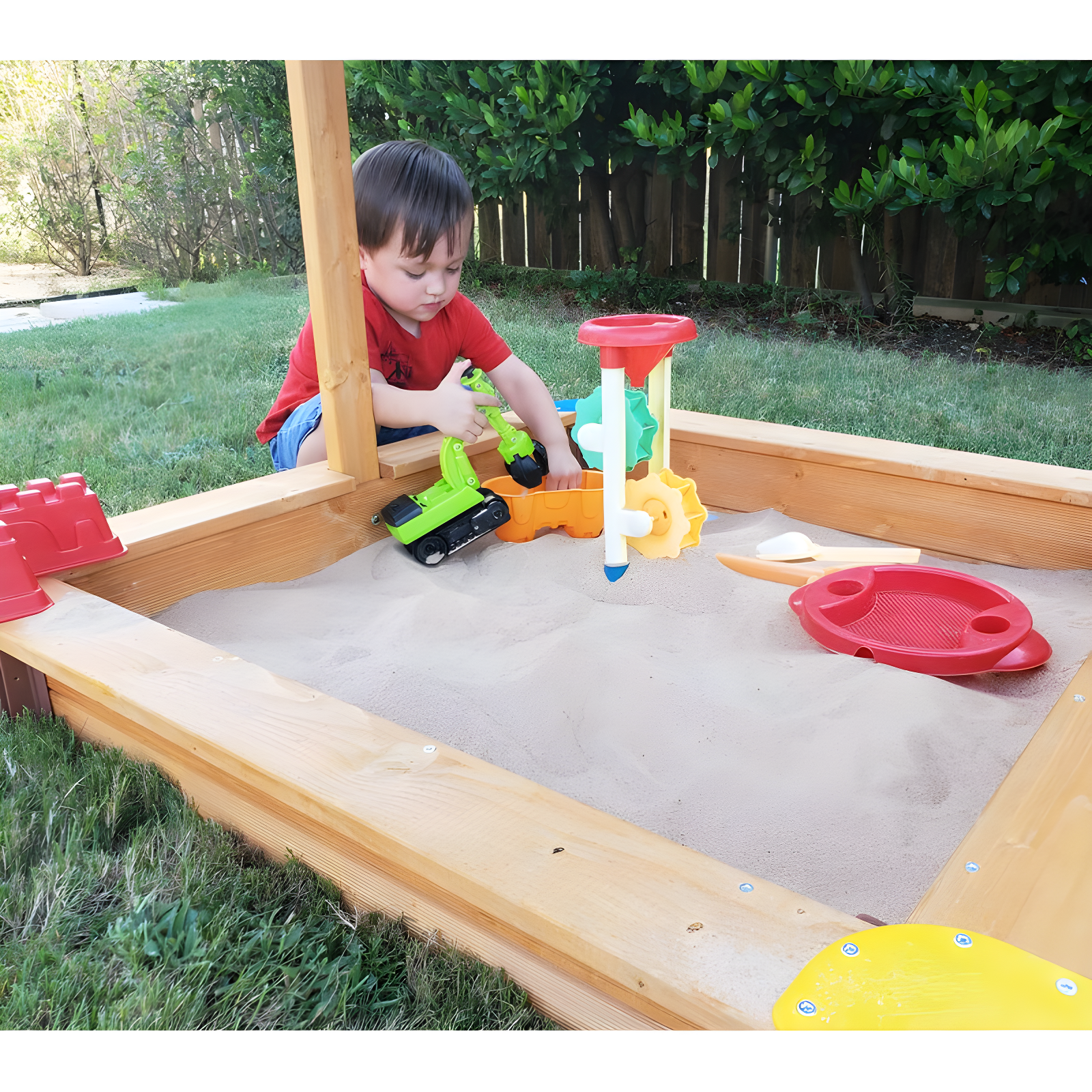 Exaco Exaco 40'' x 51'' Solid Wood Sandbox with Cover