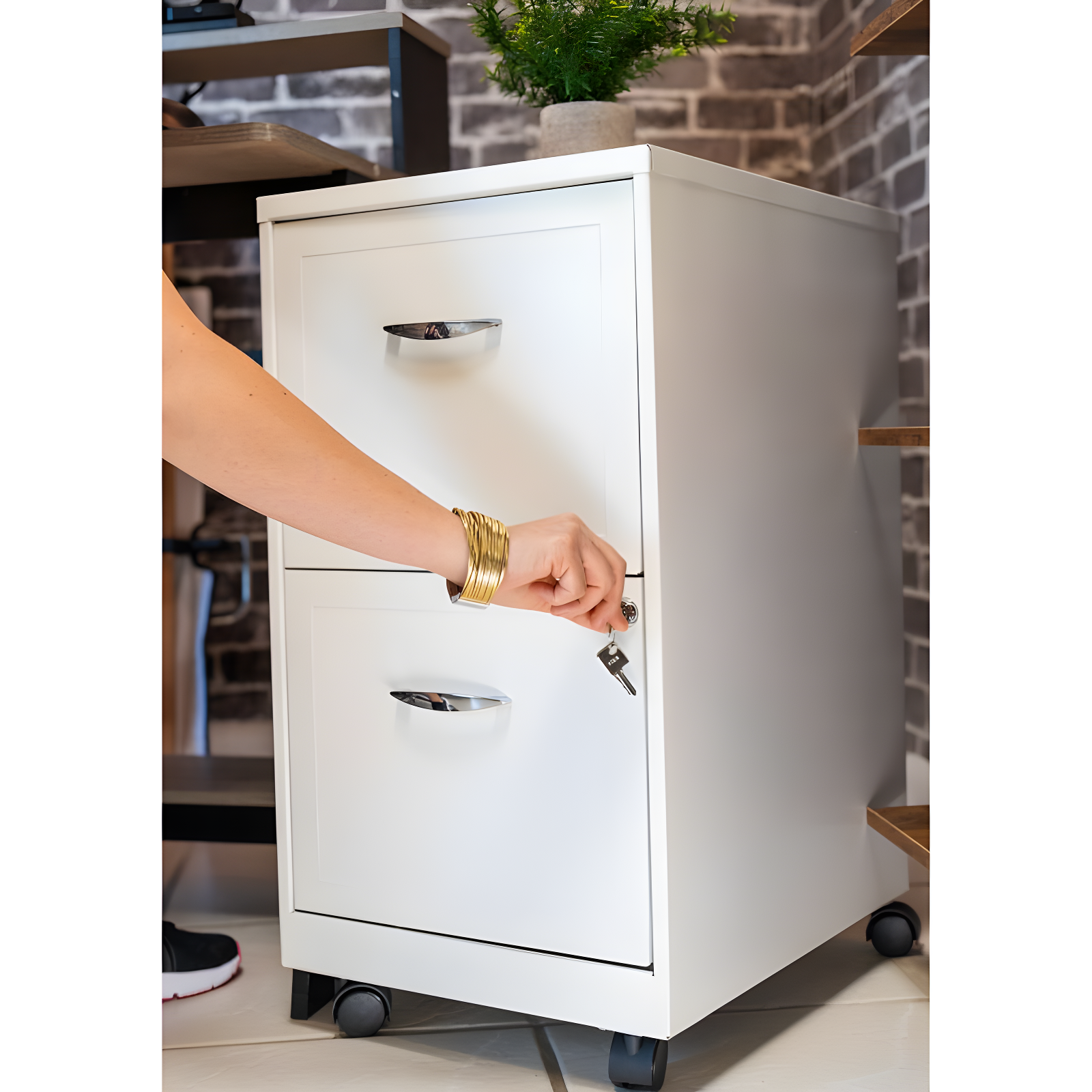 Hirsh Industries Space Solutions File Cabinet on Wheels 2 Drawer - Pearl White: Vertical Steel Storage, Office Supplies