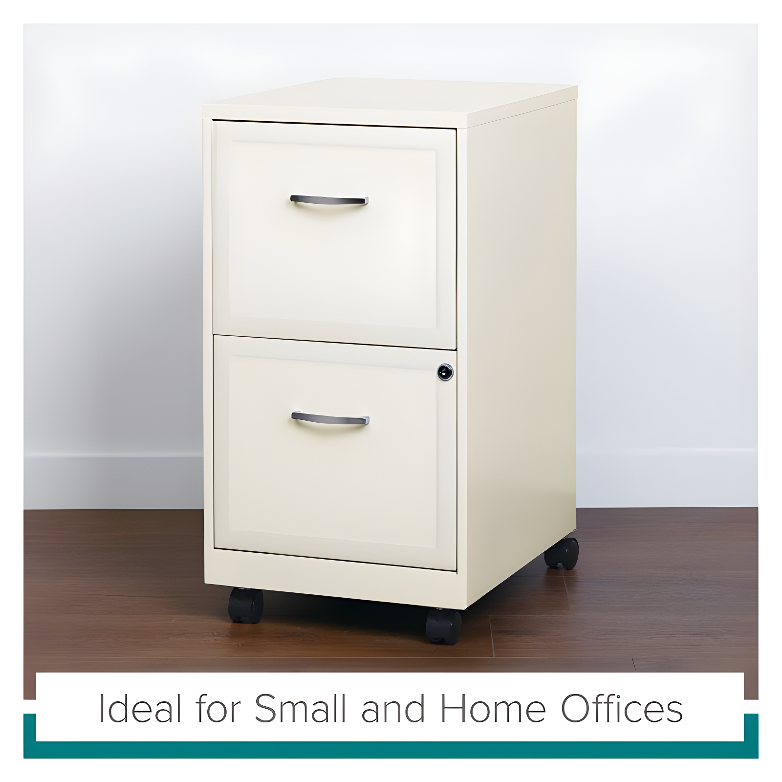 Hirsh Industries Space Solutions File Cabinet on Wheels 2 Drawer - Pearl White: Vertical Steel Storage, Office Supplies
