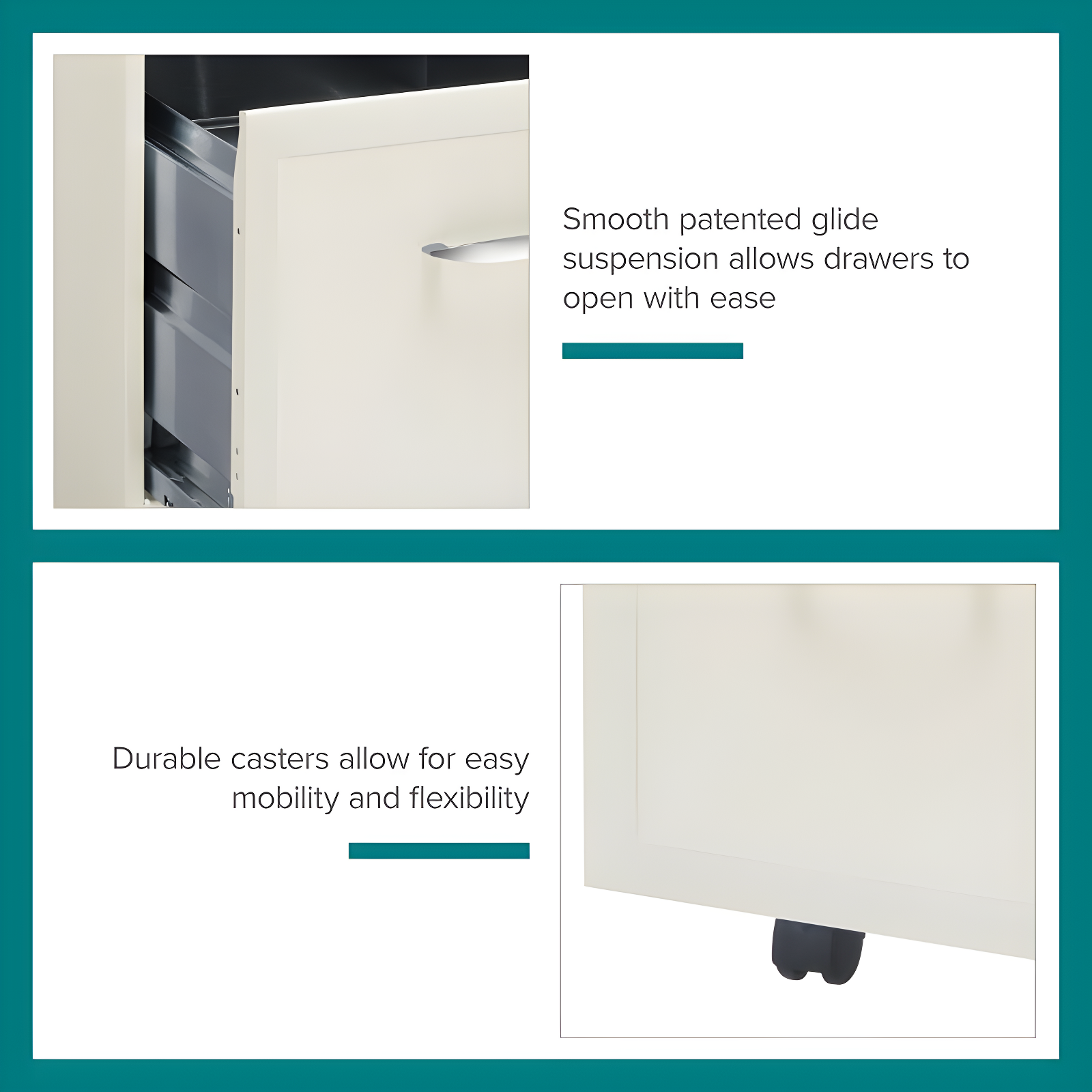 Hirsh Industries Space Solutions File Cabinet on Wheels 2 Drawer - Pearl White: Vertical Steel Storage, Office Supplies
