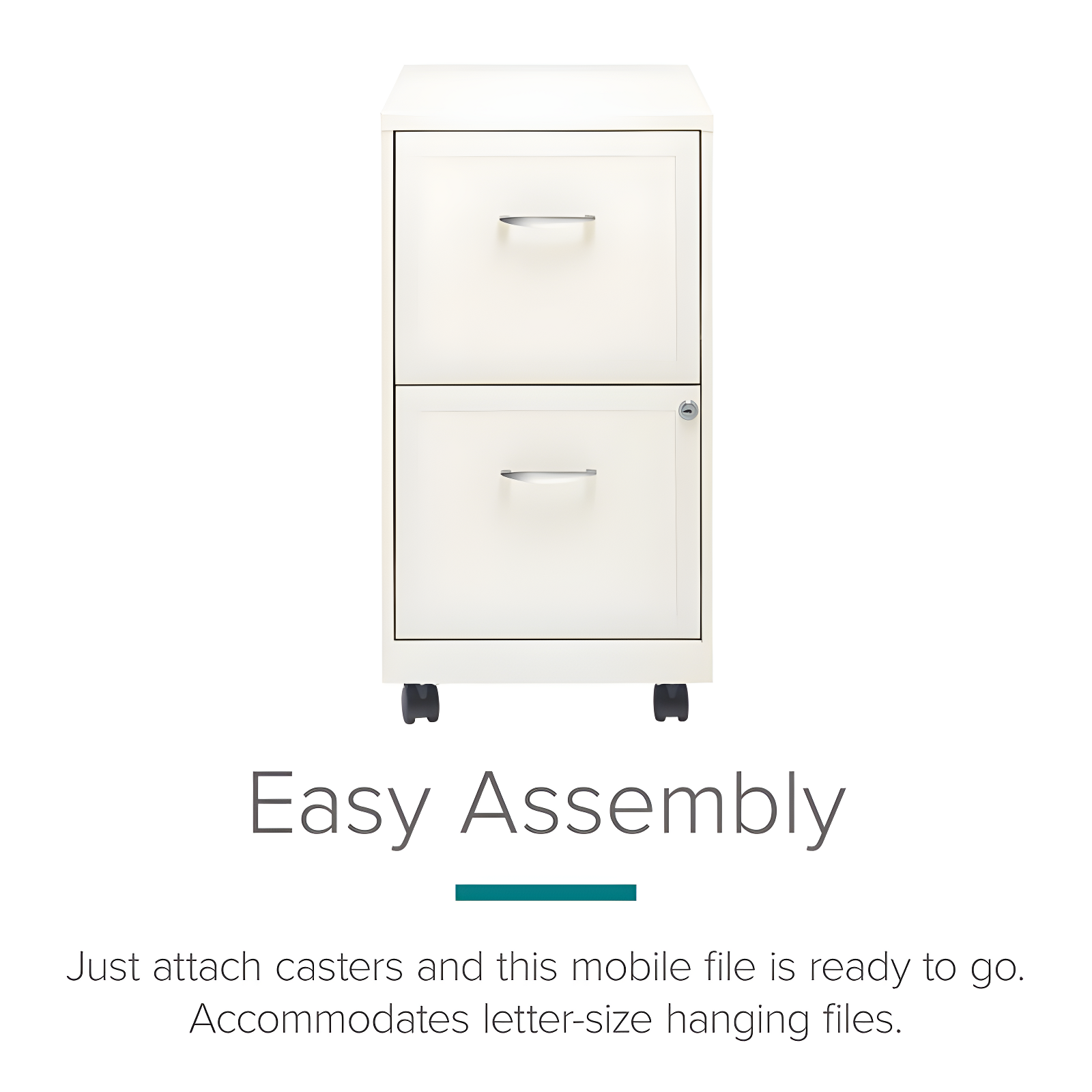 Hirsh Industries Space Solutions File Cabinet on Wheels 2 Drawer - Pearl White: Vertical Steel Storage, Office Supplies