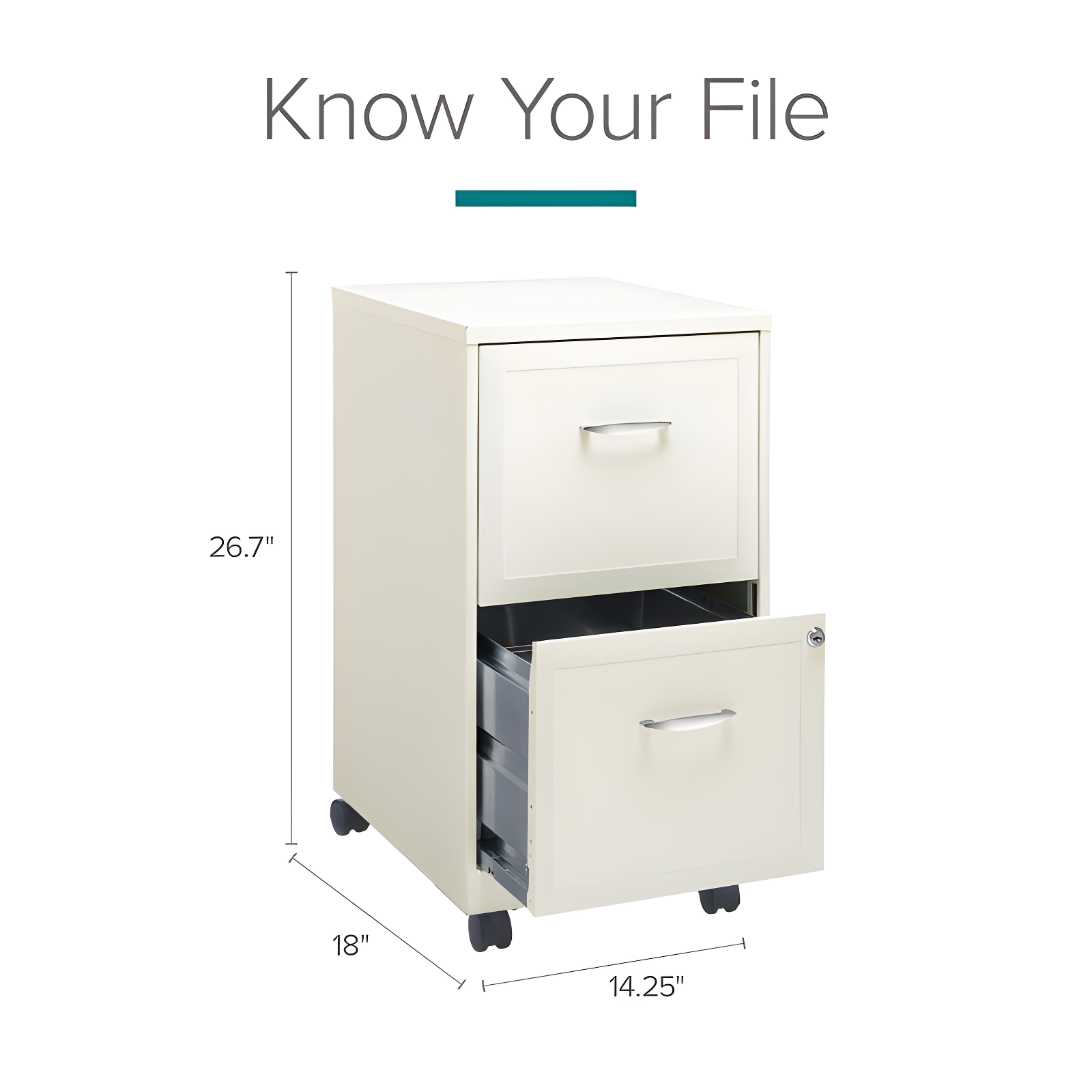 Hirsh Industries Space Solutions File Cabinet on Wheels 2 Drawer - Pearl White: Vertical Steel Storage, Office Supplies