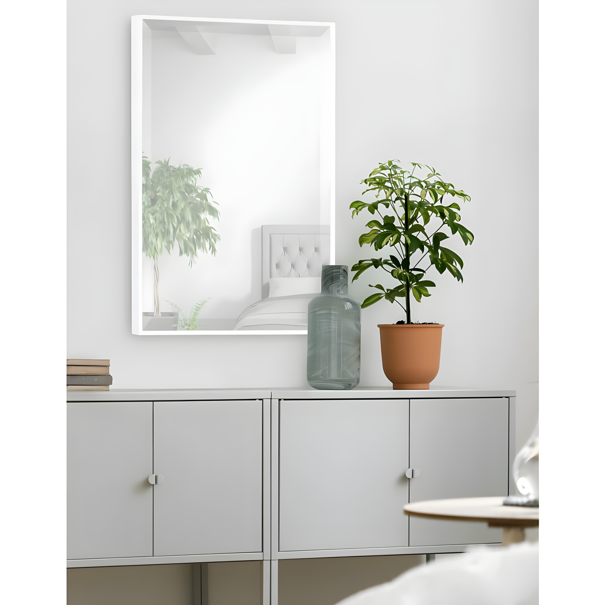 18.7" x 24.7" Rhodes Rectangle Wall Mirror White - Kate & Laurel All Things Decor: Beveled, Plastic Frame, No Assembly