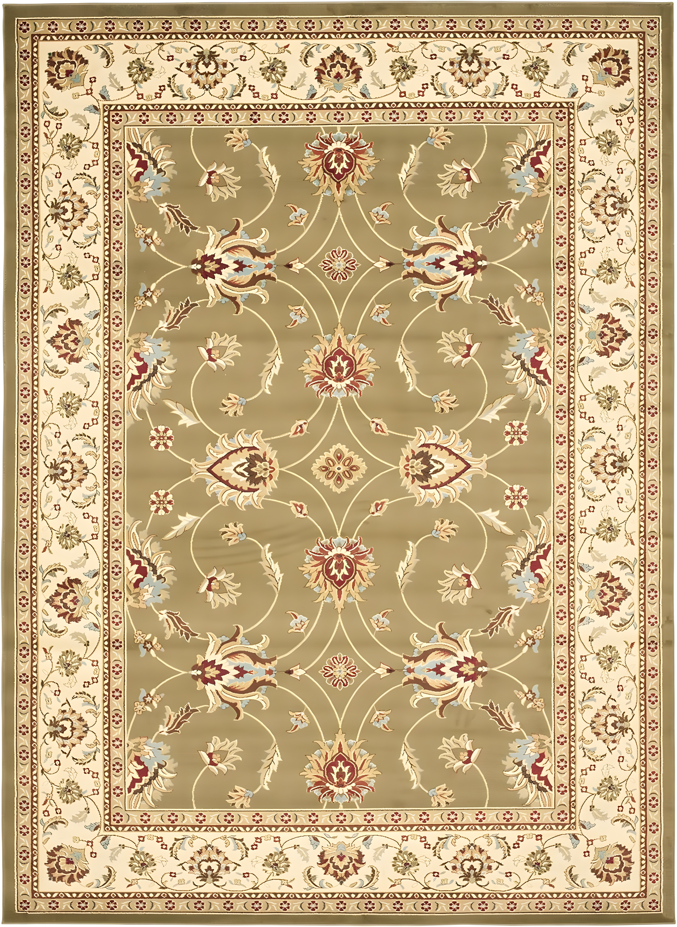 Lyndhurst LNH553 Power Loomed Area Rug - Green/Ivory - 6'7"x9'6" - Safavieh.