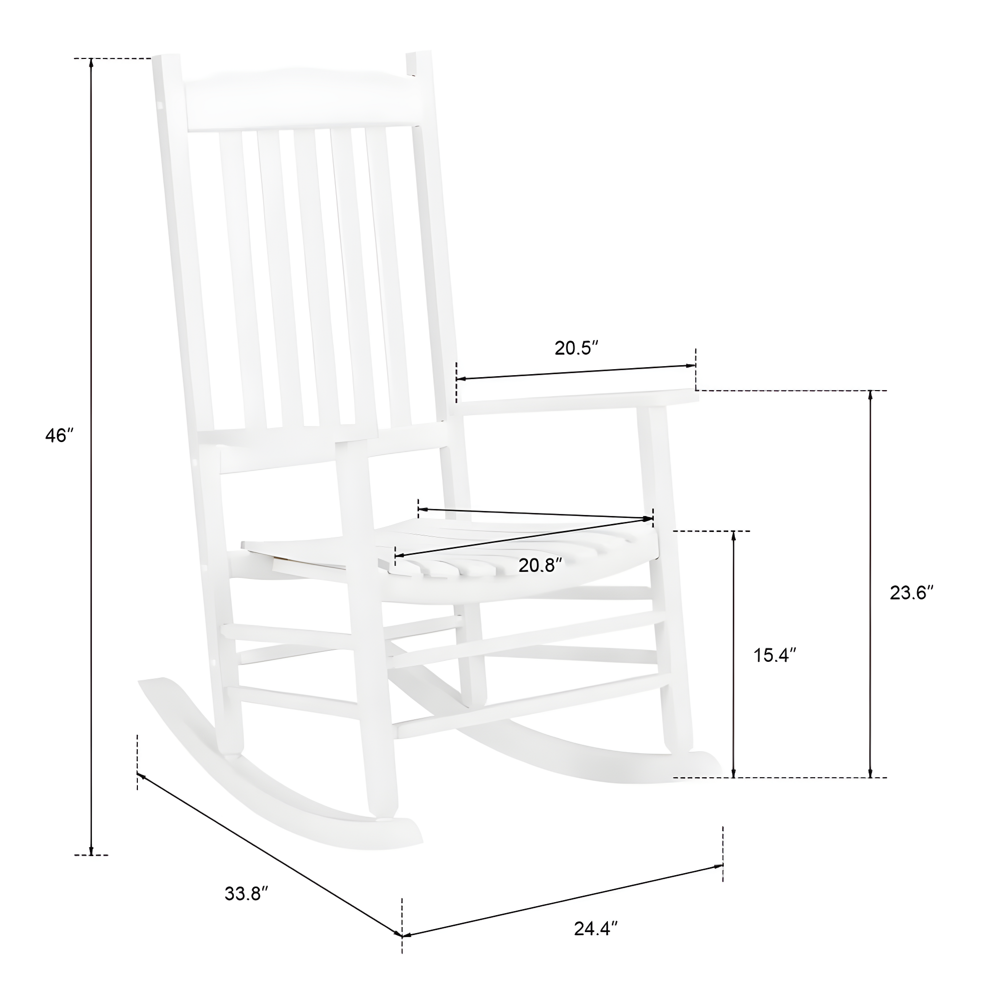 OverPatio Outdoor Porch Rocker/Rocking Chair Wood, Patio Wood Rocker, Woode n Furniture Seat for Living Room, Sitting Room, White