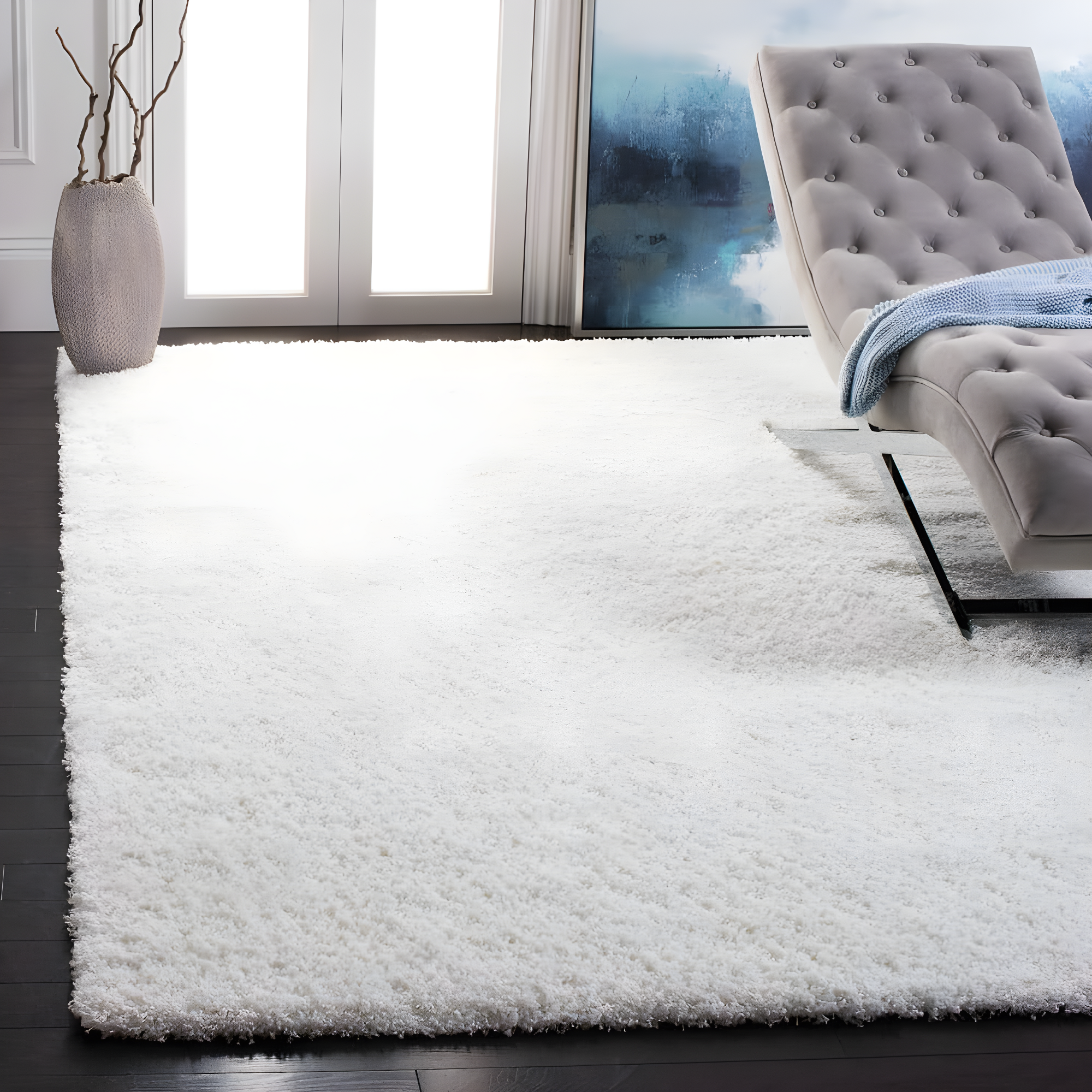 Shag SG151 Power Loomed Indoor Area Rug - White - 4'x4' - Safavieh.