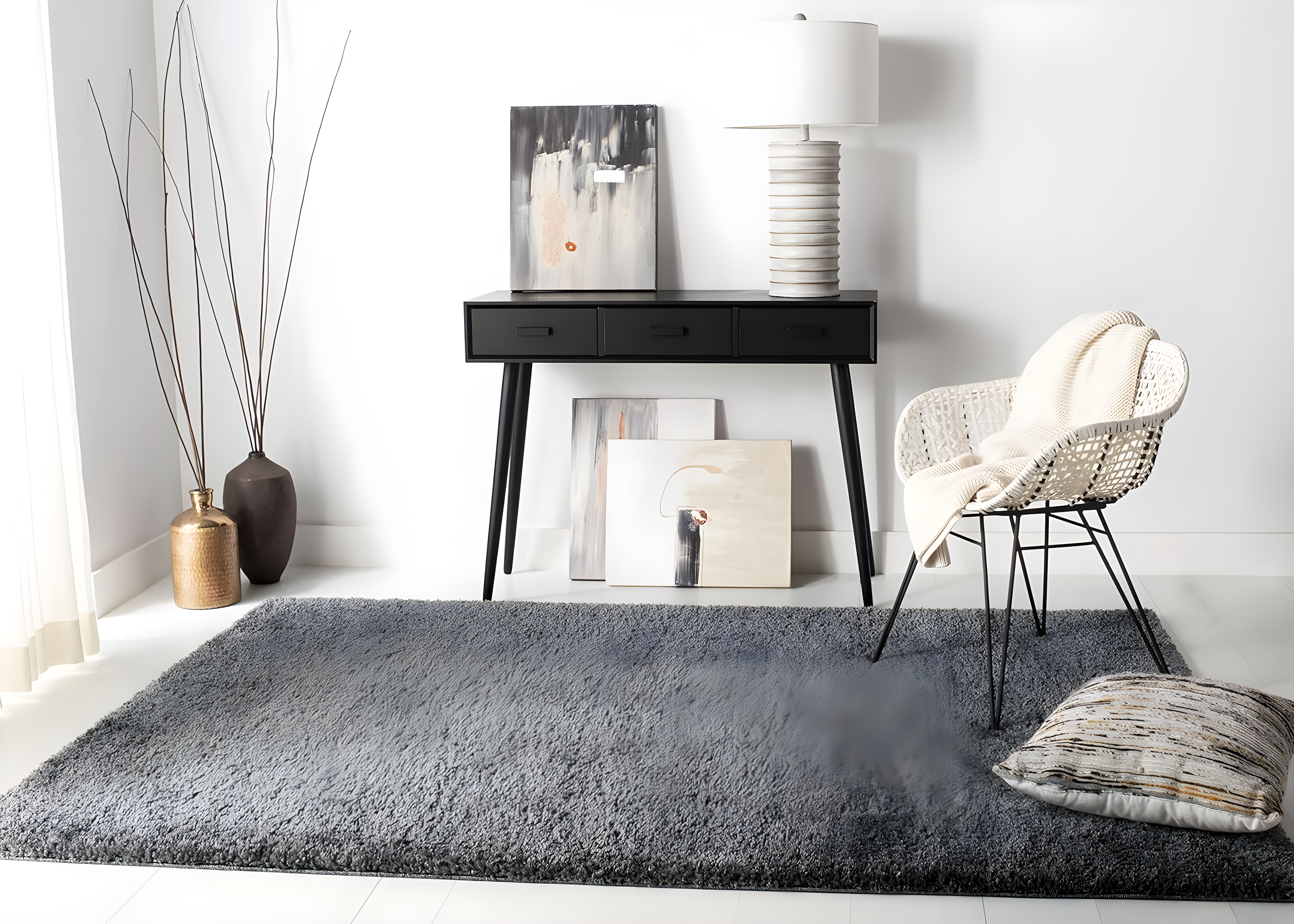 August Shag 900 AUG900 Power Loomed Indoor Area Rug - Grey - 4'x6' - Safavieh