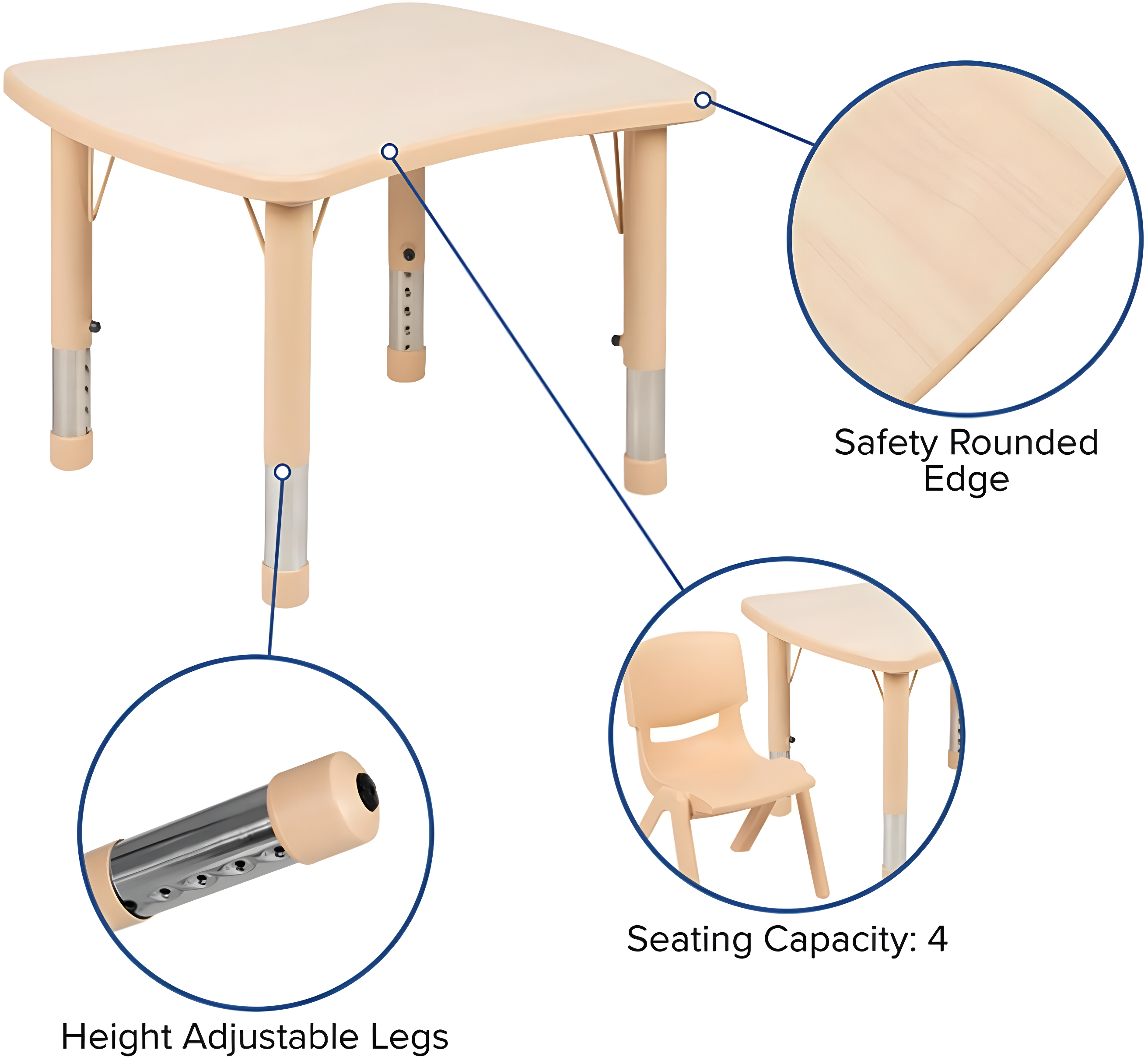Flash Furniture Goddard Rectangle Plastic Adjustable Height Kids Activity Table & Reviews | Wayfair
