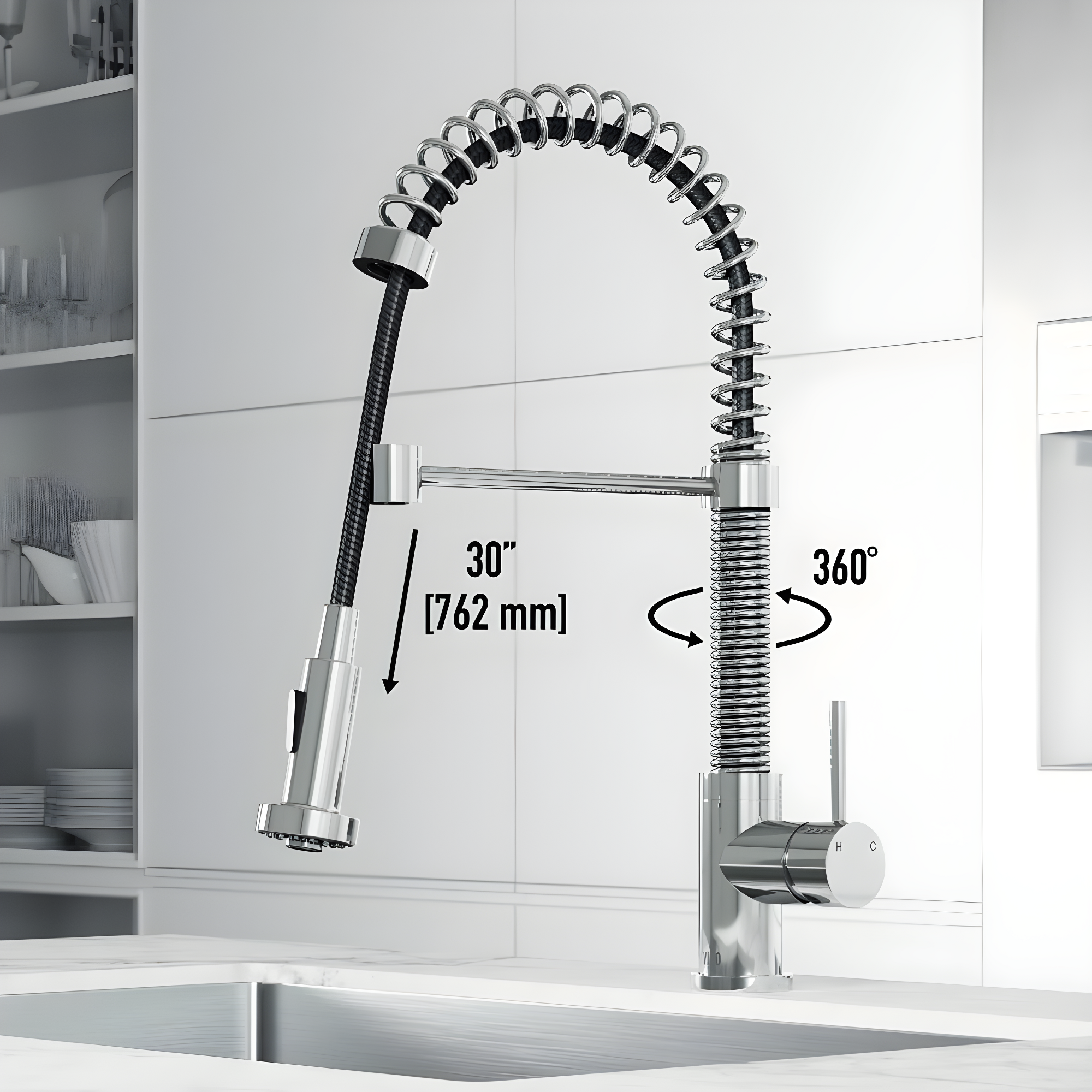 Edison 19" H 1-handle Pull-Down 2-Function Sprayer Kitchen Faucet