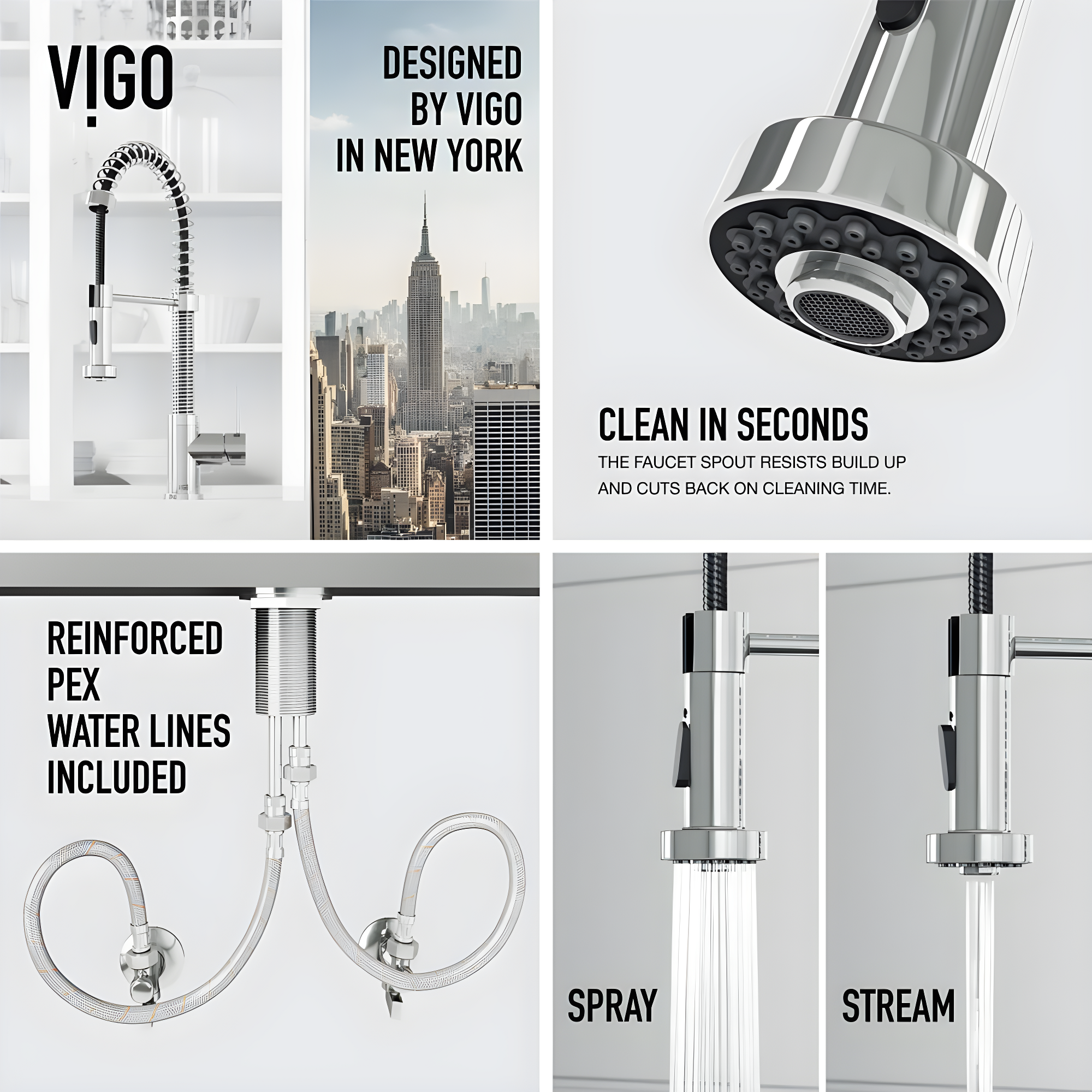 Edison 19" H 1-handle Pull-Down 2-Function Sprayer Kitchen Faucet