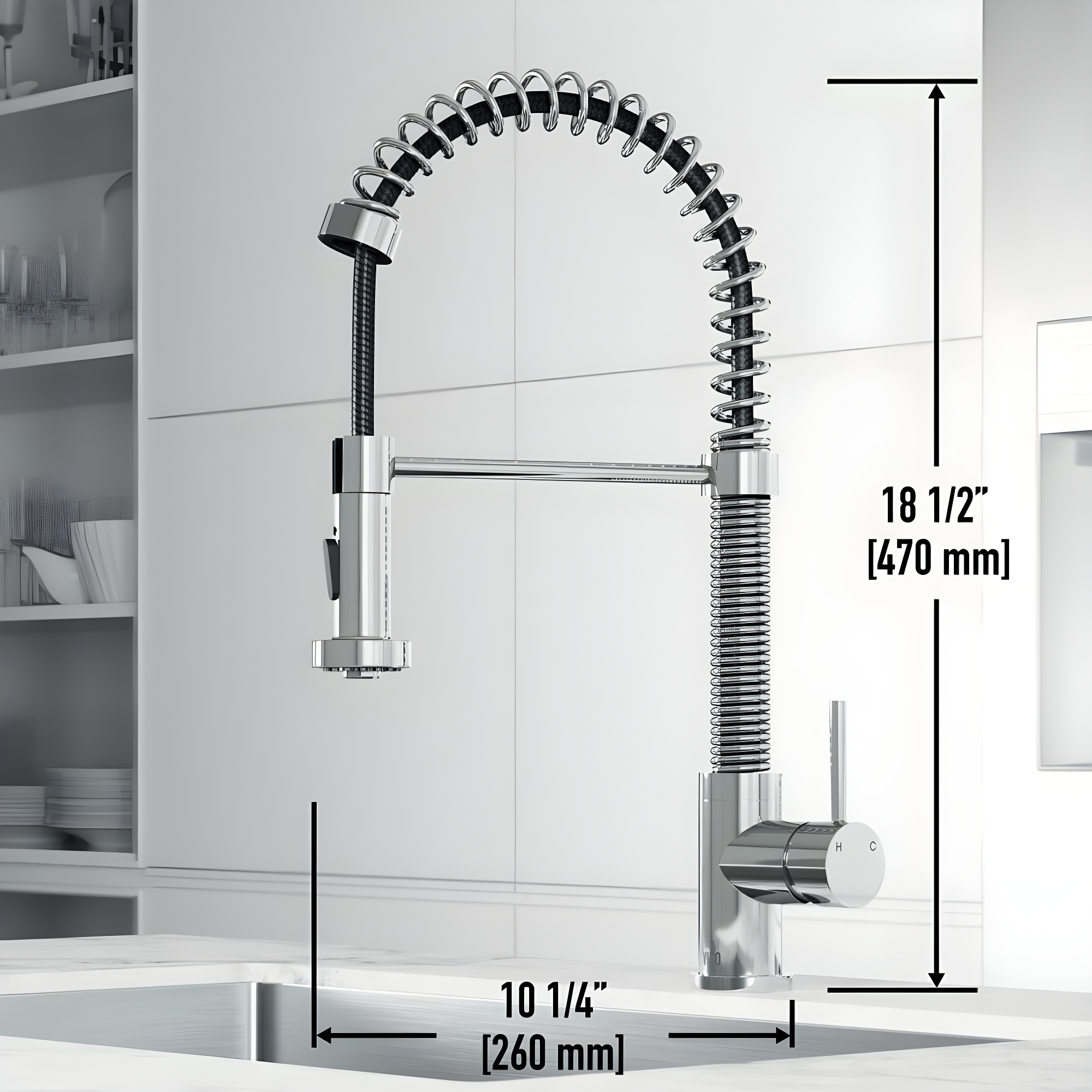 Edison 19" H 1-handle Pull-Down 2-Function Sprayer Kitchen Faucet