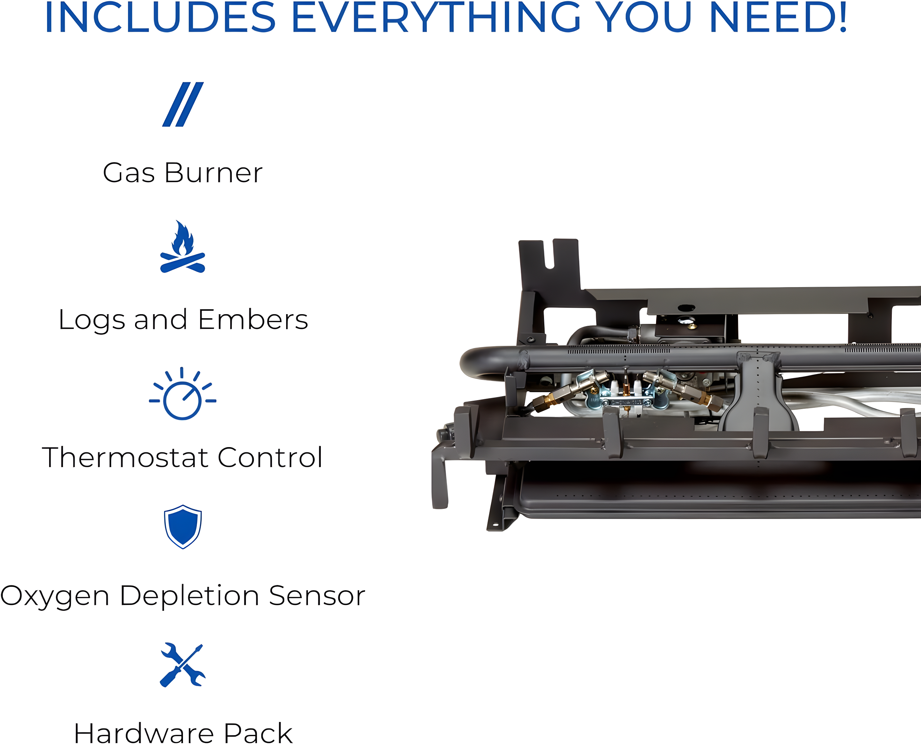 Duluth Forge Duluth Forge Ventless Dual Fuel Gas Log Set, Split Oak, T-Stat Control