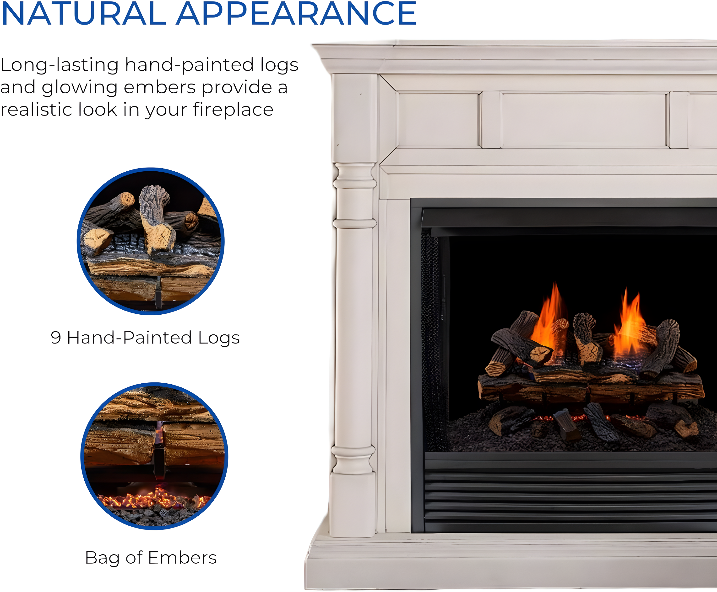 Duluth Forge Duluth Forge Ventless Dual Fuel Gas Log Set, Split Oak, T-Stat Control