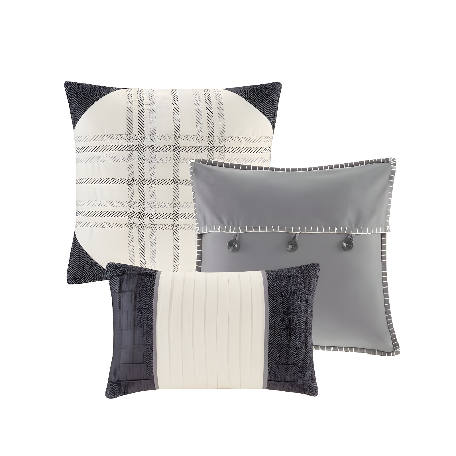 Madison Park Ridge 6 Piece Printed Herringbone Quilt Set with Throw Pillows
