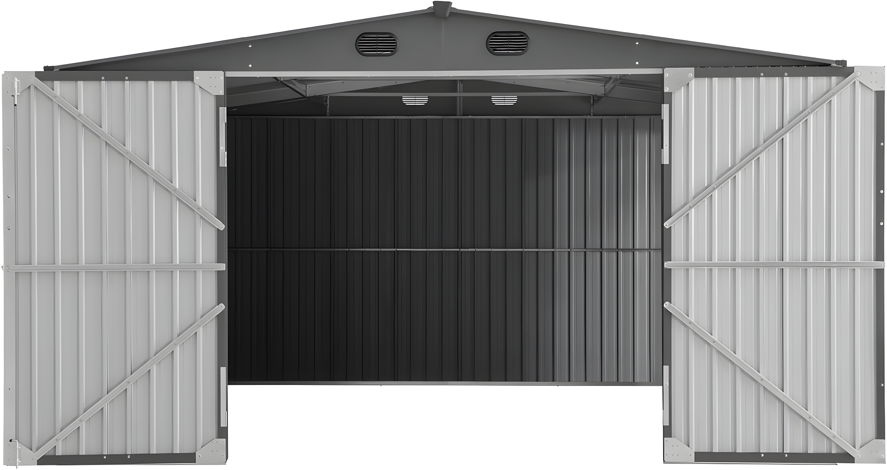 Sunjoy Sunjoy Outdoor Storage Shed 13 x 20 ft. Carport, Patio Metal Utility Large Storage Shed Garage with 2 Doors and 4 Vents, for Car, Truck, Bike, Garbage Can, Tool, Lawnmower