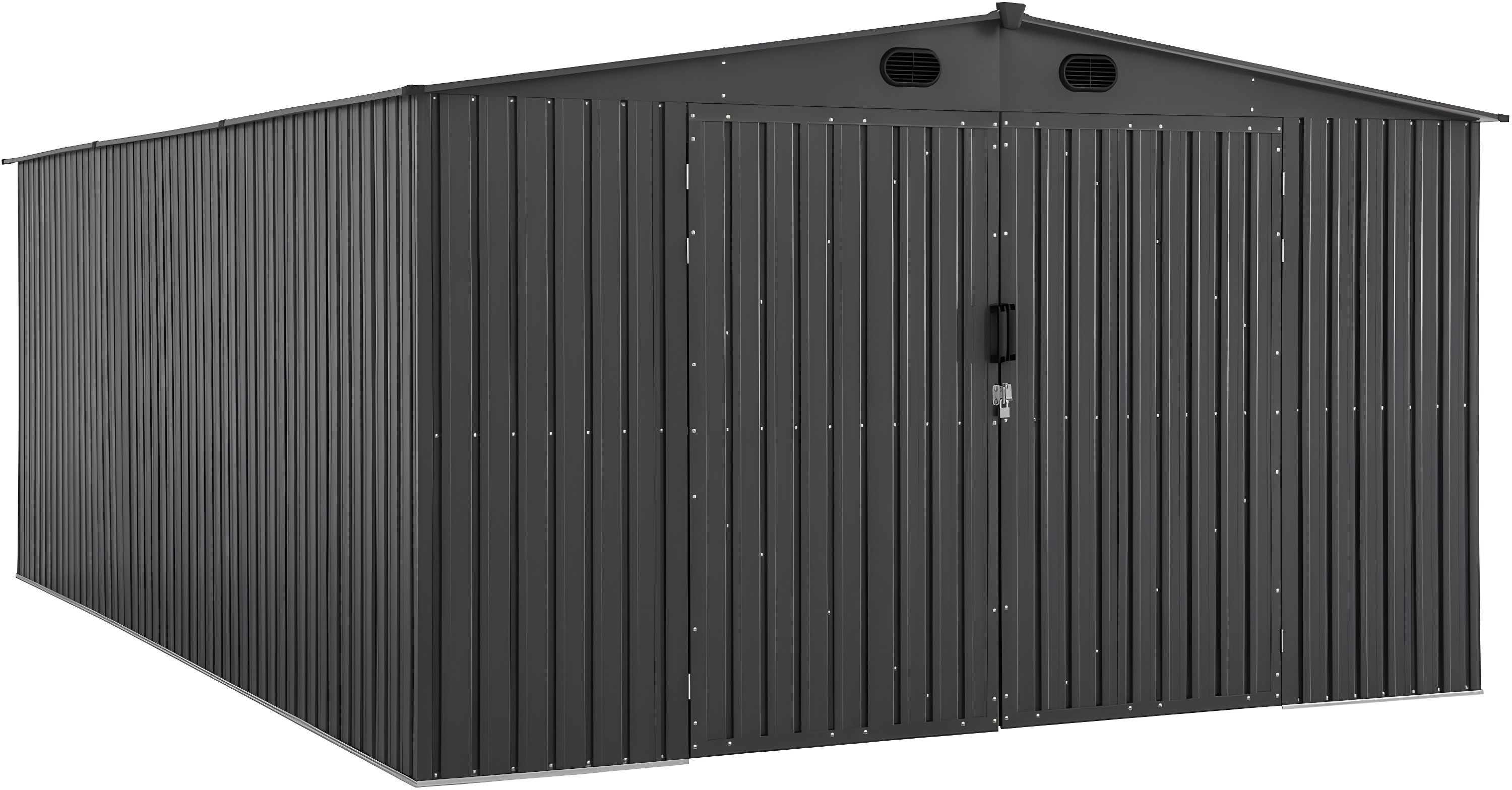 Sunjoy Sunjoy Outdoor Storage Shed 13 x 20 ft. Carport, Patio Metal Utility Large Storage Shed Garage with 2 Doors and 4 Vents, for Car, Truck, Bike, Garbage Can, Tool, Lawnmower