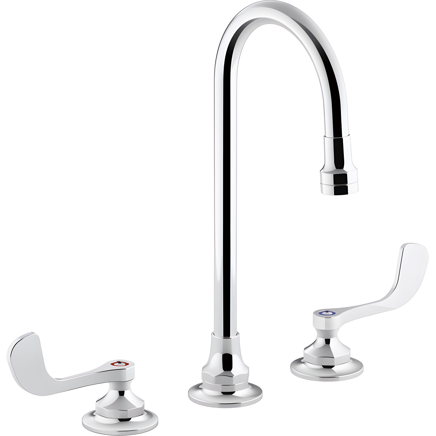 Triton Bowe 0.5 GPM Widespread Bathroom Sink Faucet with Laminar Flow, Gooseneck Spout and Wristblade Handles, Drain Not Included