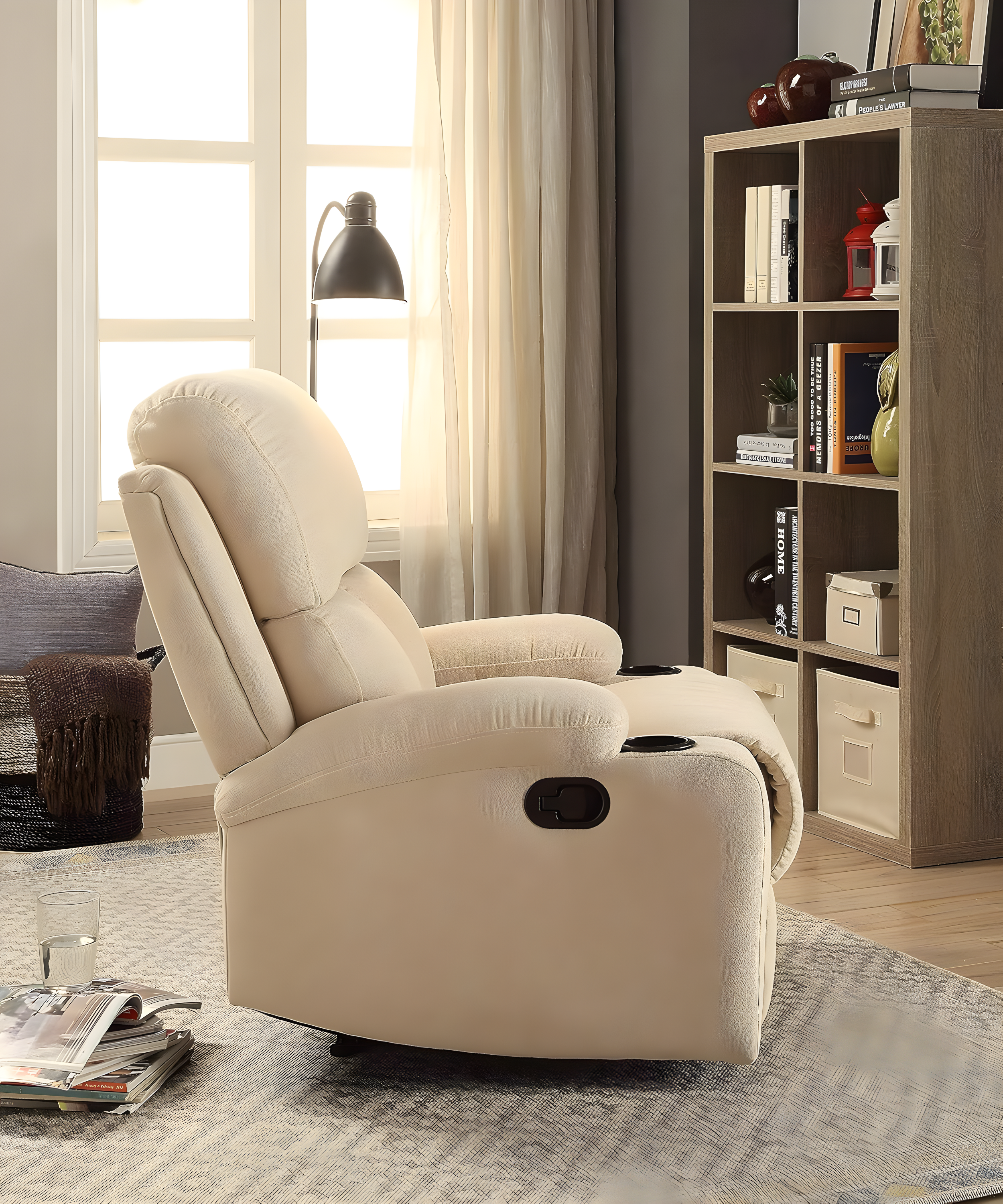 Rosia Recliner, Beige Velvet