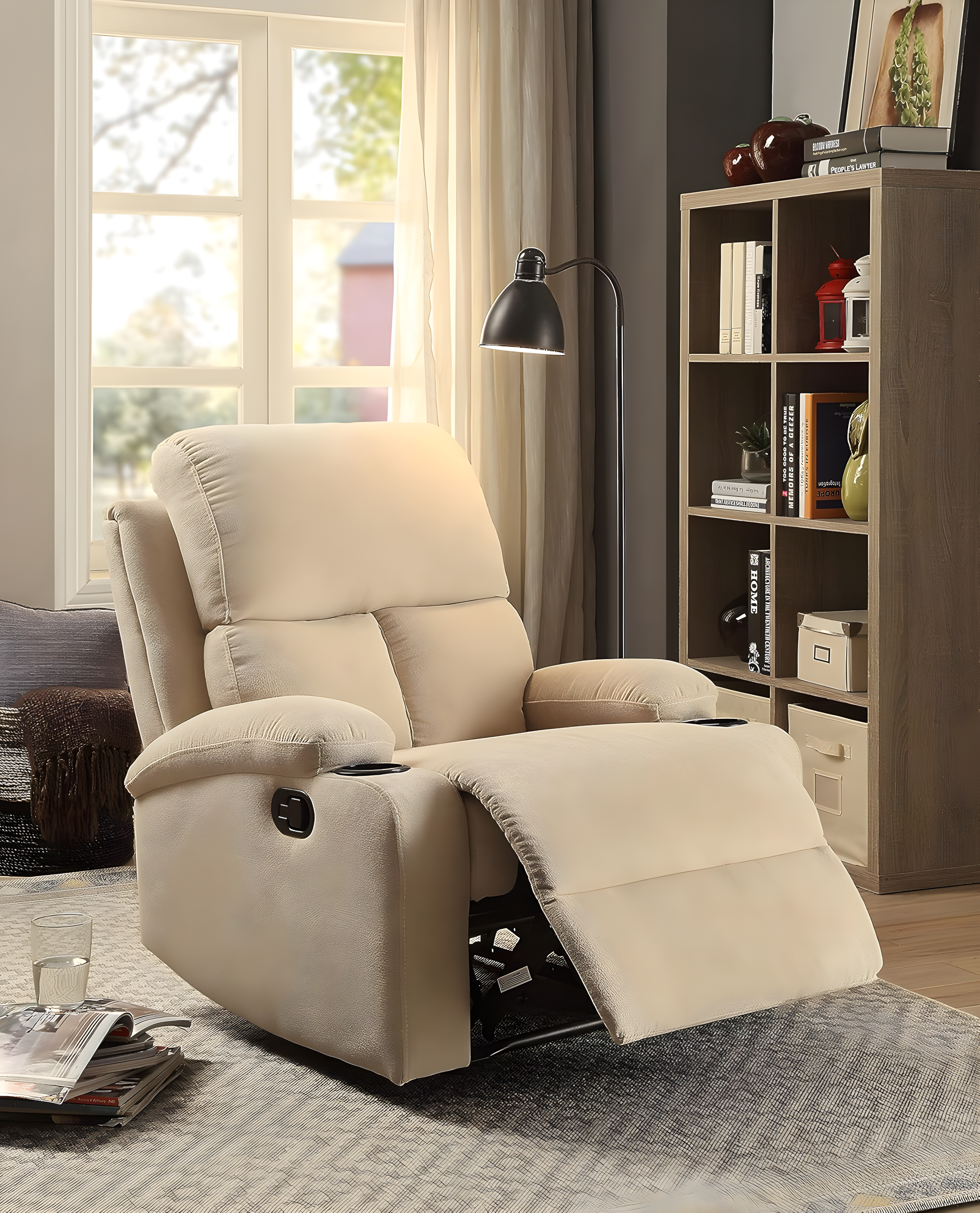 Rosia Recliner, Beige Velvet
