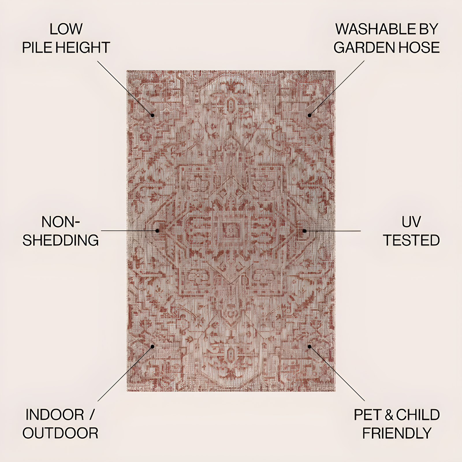 8'x10' Estrella Bohemian Medallion Textured Weave Indoor/Outdoor Area Rug, Red/Taupe - JONATHAN Y