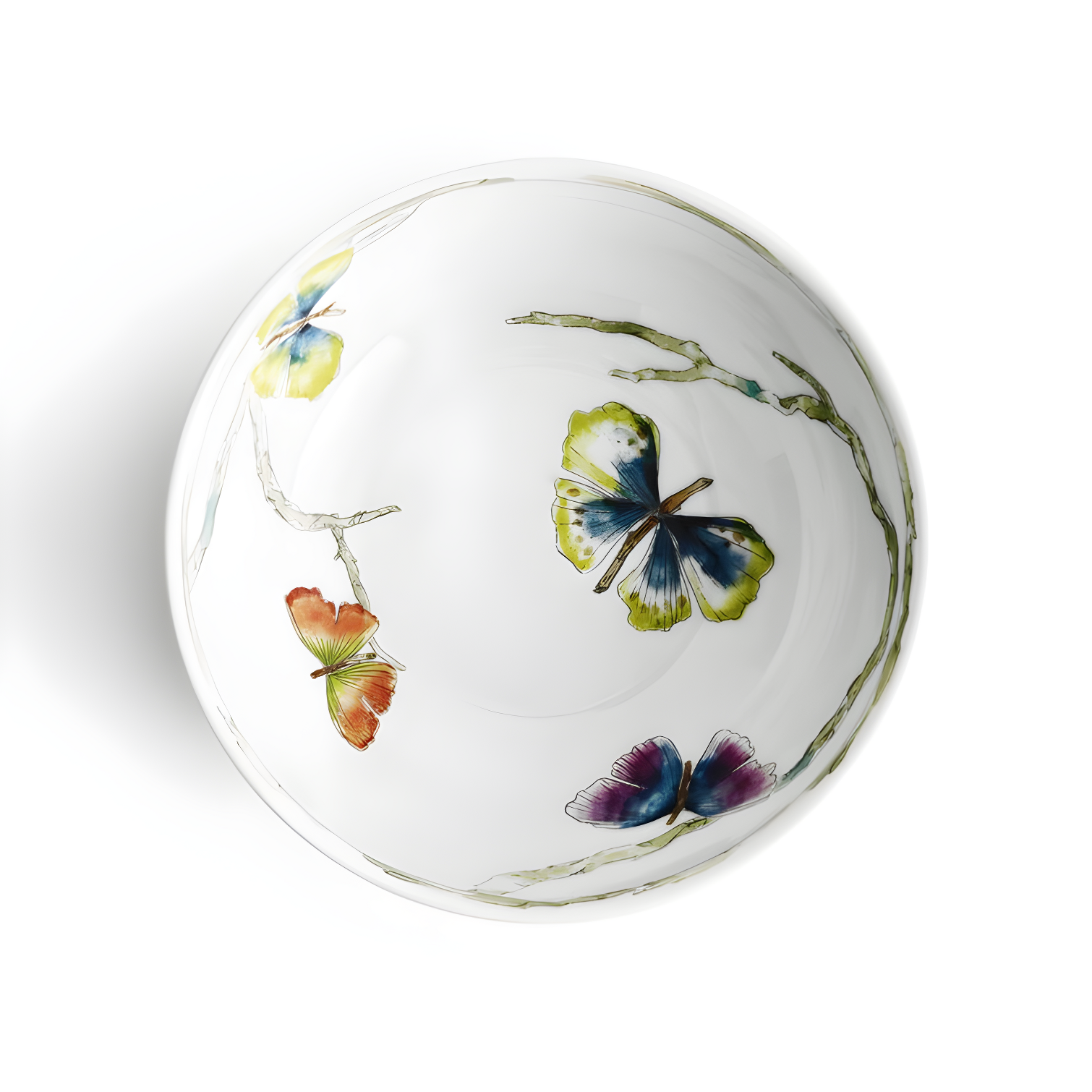 Multicolor Ceramic Butterfly Print Cereal Bowl