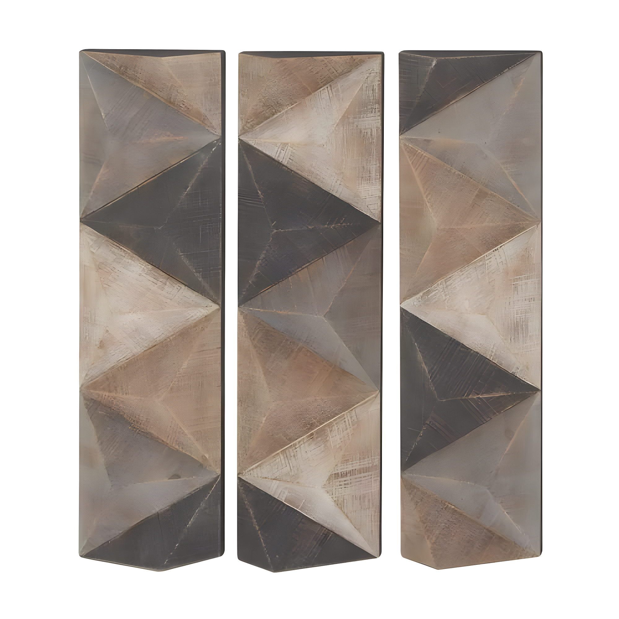 DecMode Decoración de Pared con Patrón de Azulejos Triangulares de Madera Tallada Estilo Granja con Acabado Marrón/gris, 11"Ancho x 36"Alto