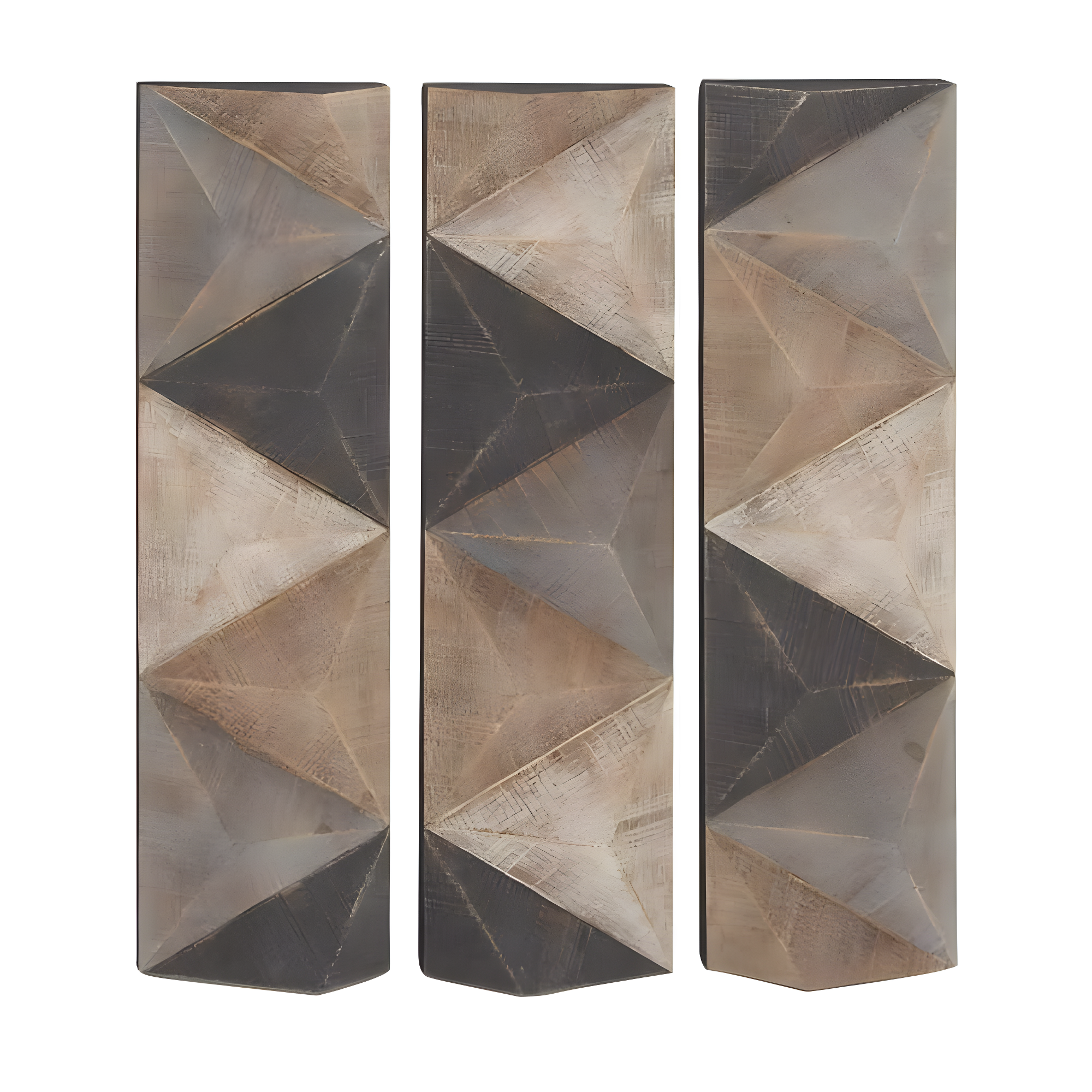 DecMode Decoración de Pared con Patrón de Azulejos Triangulares de Madera Tallada Estilo Granja con Acabado Marrón/gris, 11"Ancho x 36"Alto