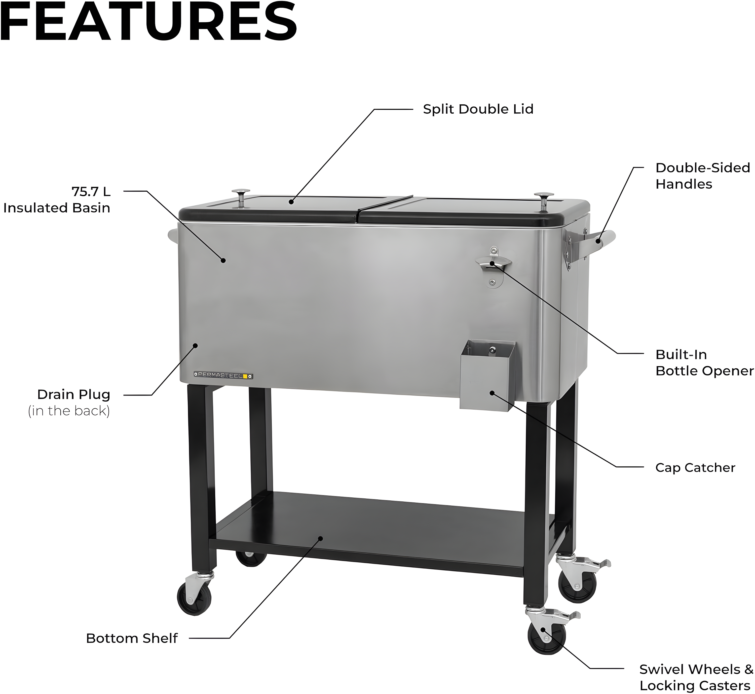Permasteel 80-Qt Outdoor Patio Cooler with Removable Basin
