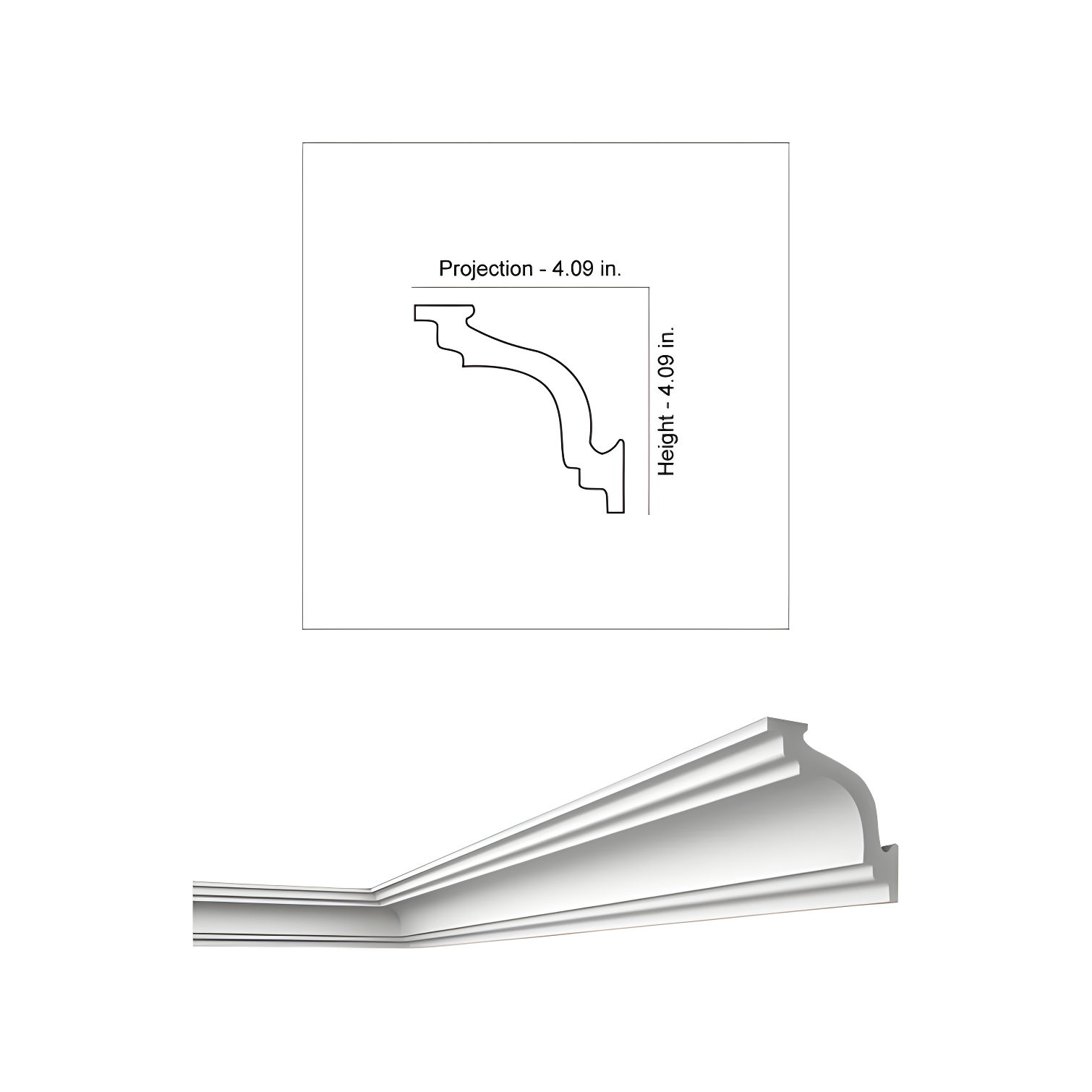 A La Maison Ceilings Ericka 78.5"L x 5.75"W x 4.09"H x 24.09"D Glue-Up Styrofoam Crown Molding 97.5 ln. ft. (Set of 15)