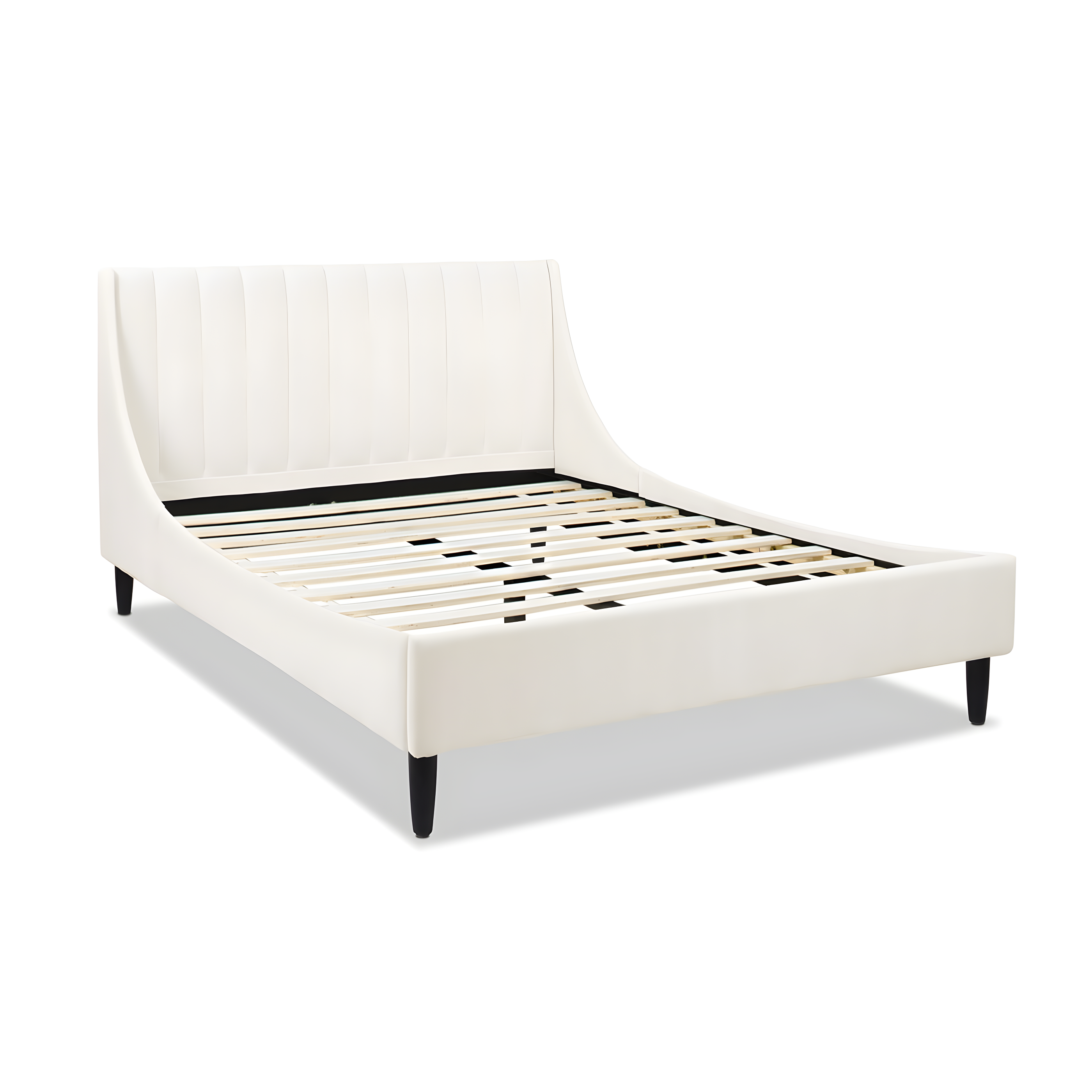 Aspen Queen Pine Upholstered Platform Bed with Tufted Headboard