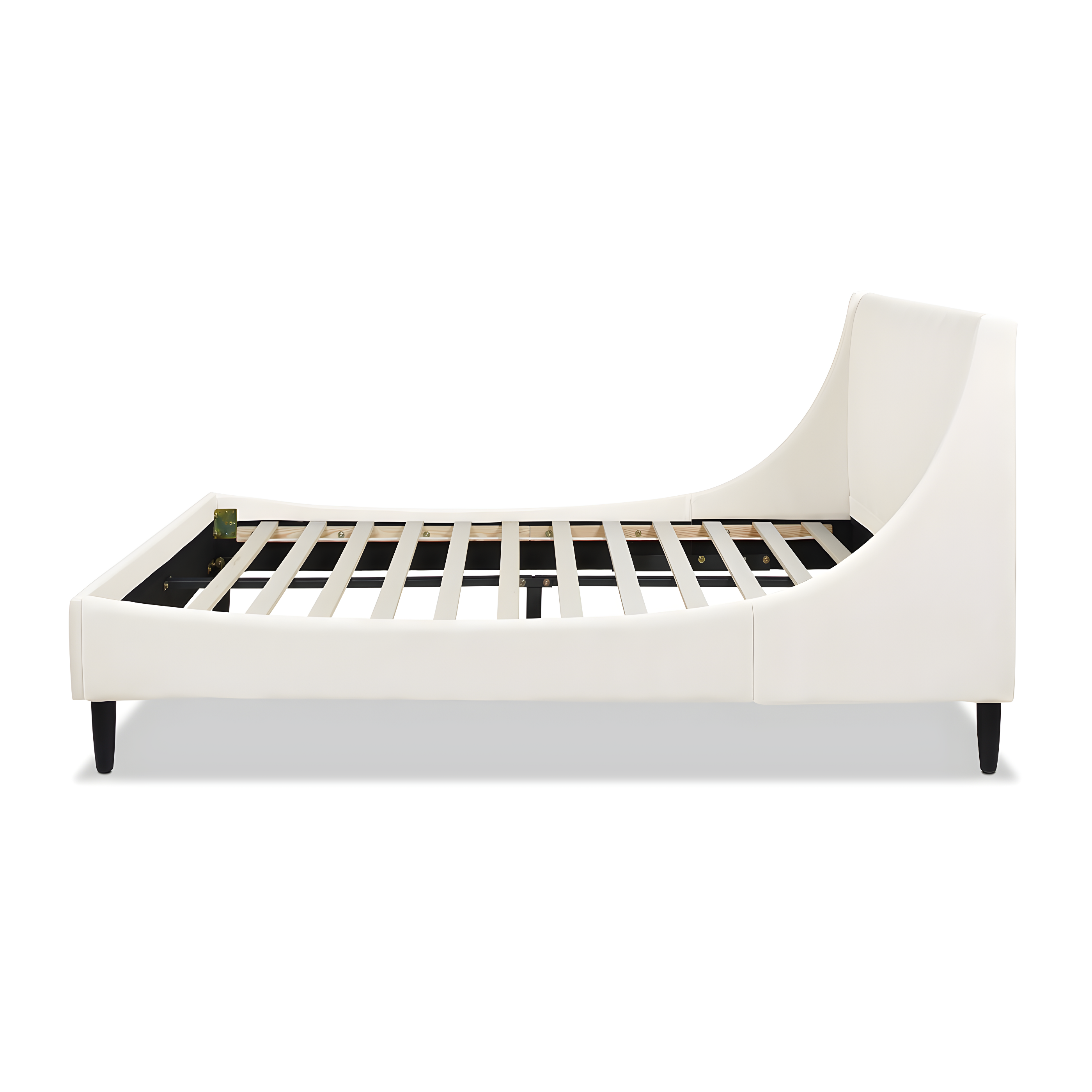 Aspen Queen Pine Upholstered Platform Bed with Tufted Headboard