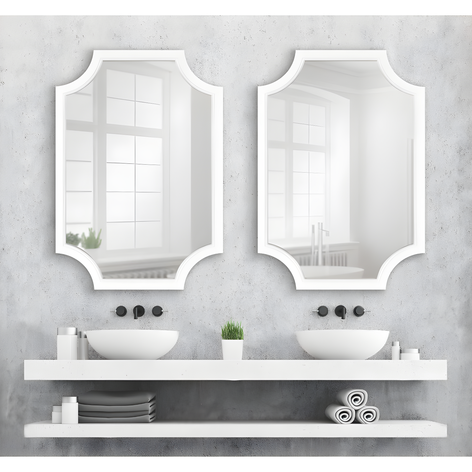 20" x 30" Hogan Scallop Wall Mirror White - Kate & Laurel All Things Decor: Modern MDF Frame, No Assembly Required