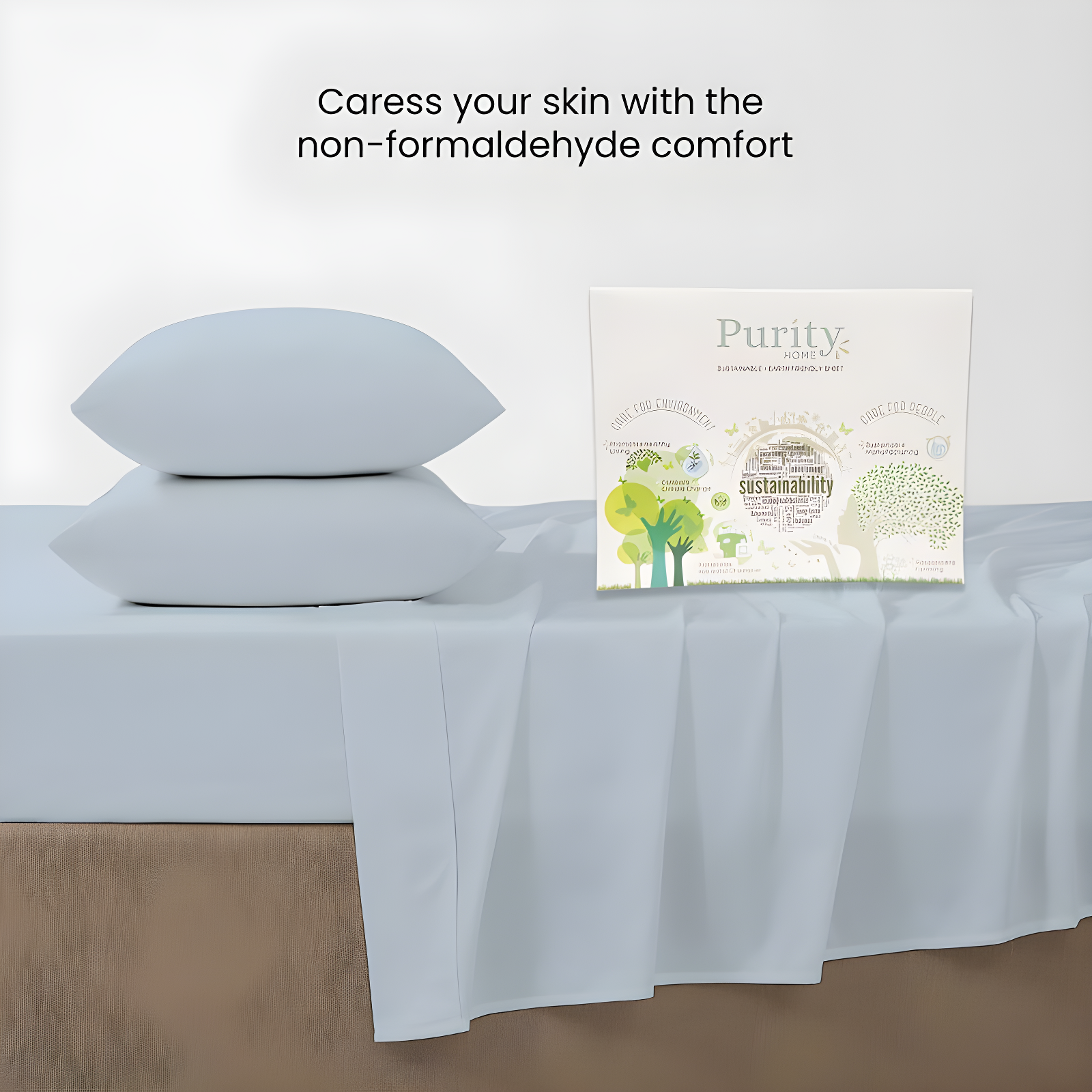 King 400 Thread Count Wrinkle Free Cotton Sheet Set Light Blue - Purity Home: Sateen Weave, OEKO-TEX Certified, Deep Pocket