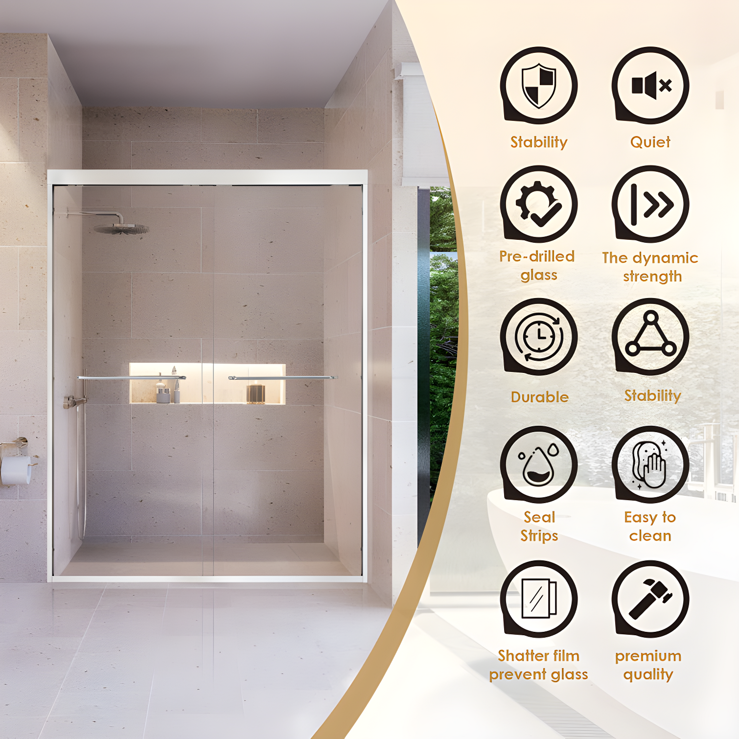 Ennis 60" W x 76" H By Pass Framed Shower Door with Clear Glass