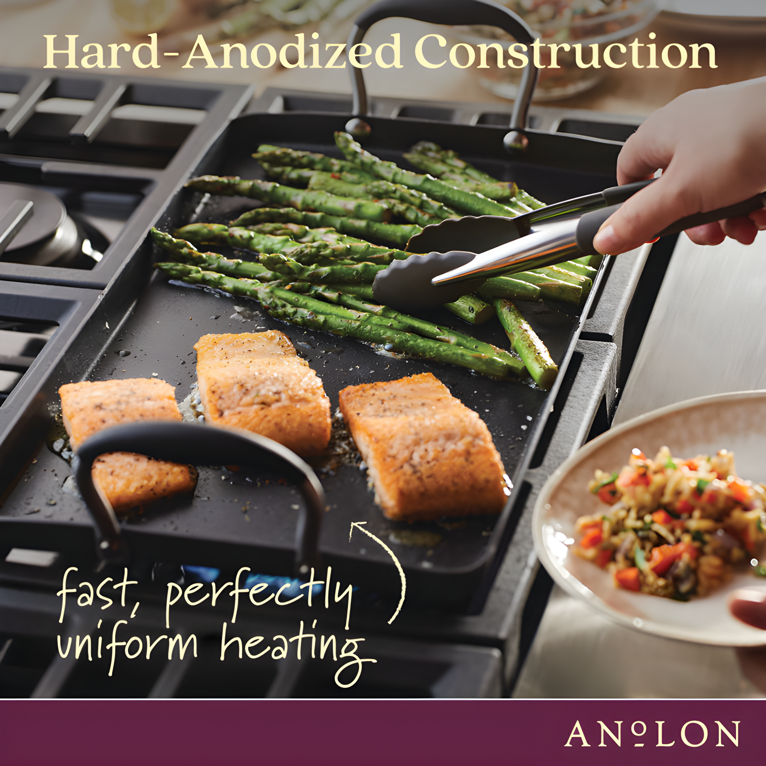 Anolon Advanced Home Hard Anodized Nonstick Double Burner Griddle, 10 Inch X 18 Inch