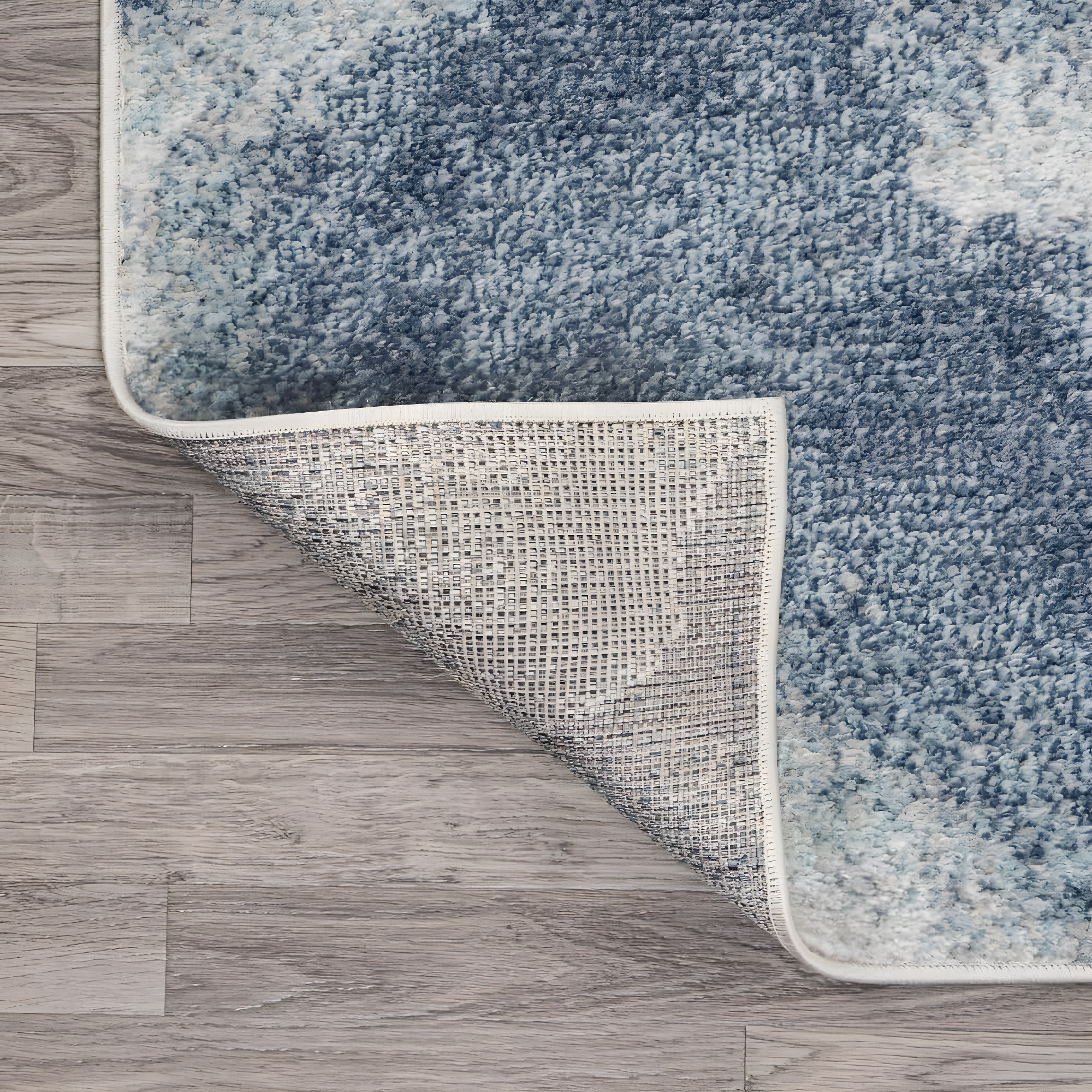 2' x 8' Petalo Abstract Two-Tone Modern Runner Rug, Blue/Cream - JONATHAN Y